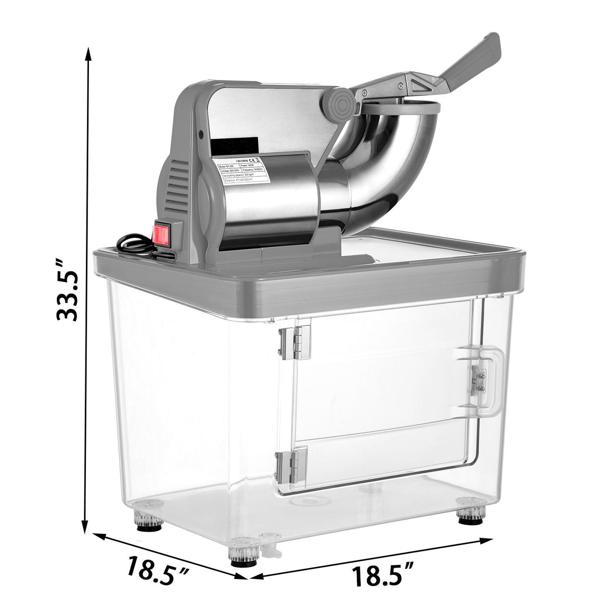 110V Commercial Ice Crusher 440LBS/H, ETL Approved 300W Electric Snow Cone Machine with Dual Blades, Stainless Steel Shaved Ice Machine with Safety On/Off Switch for Family, Restaurants, Bars