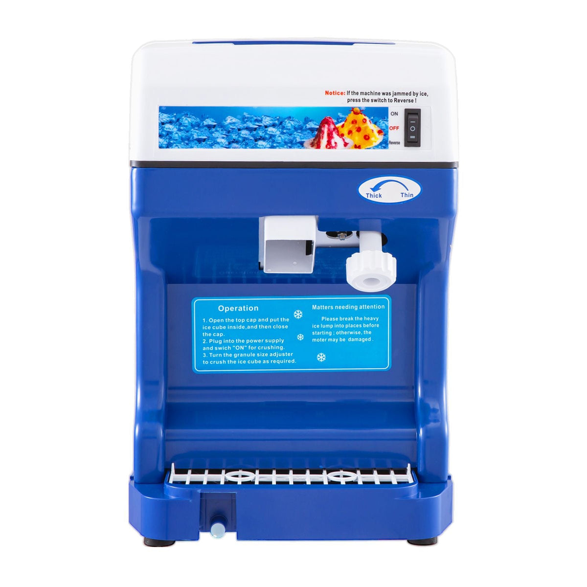110V Electric Shaved Ice Machine 250W Snow Cone Maker Tabletop with Adjustable Ice Texture, Ice Shaving Machine 265LBs/hr for Home and Commerical Use