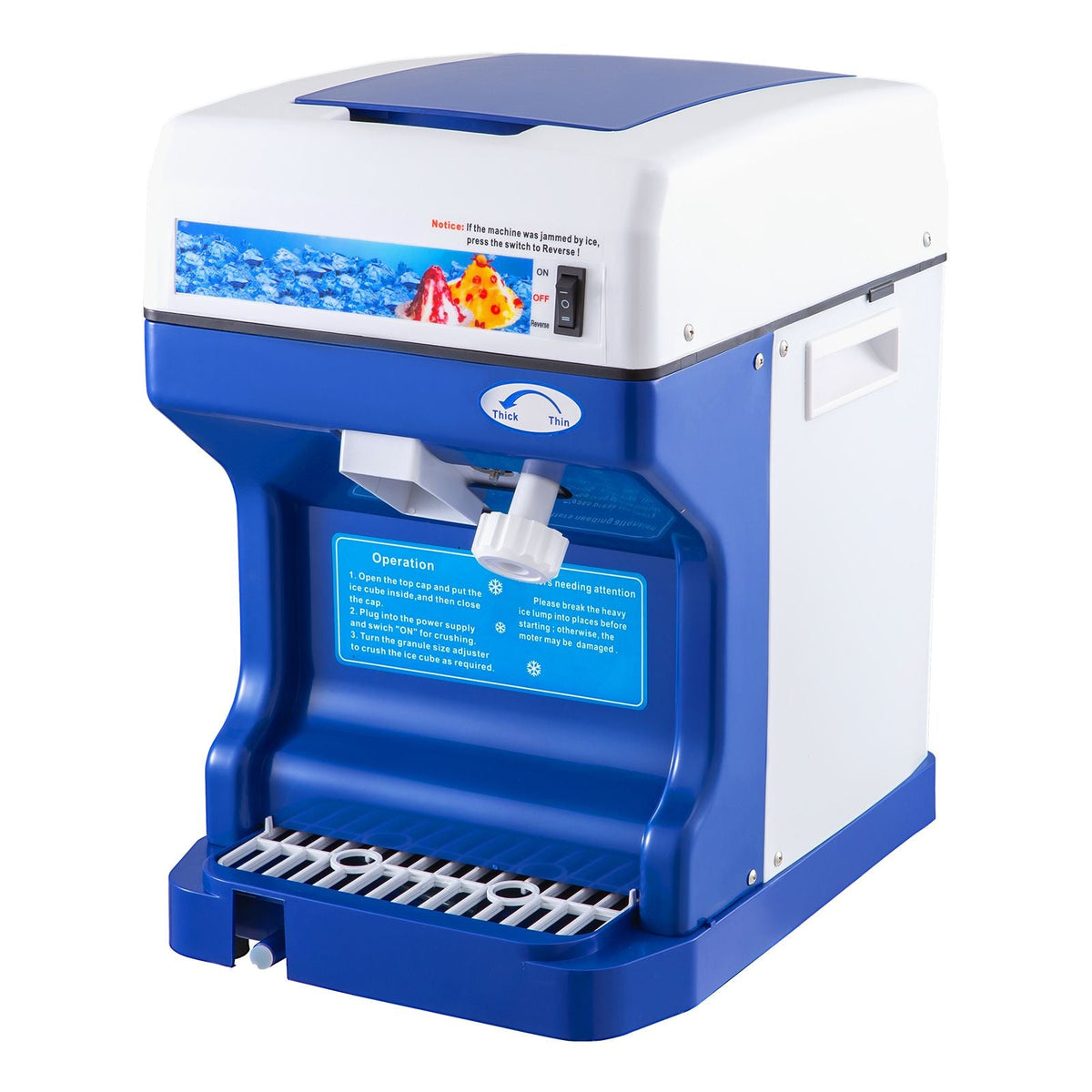 110V Electric Shaved Ice Machine 250W Snow Cone Maker Tabletop with Adjustable Ice Texture, Ice Shaving Machine 265LBs/hr for Home and Commerical Use