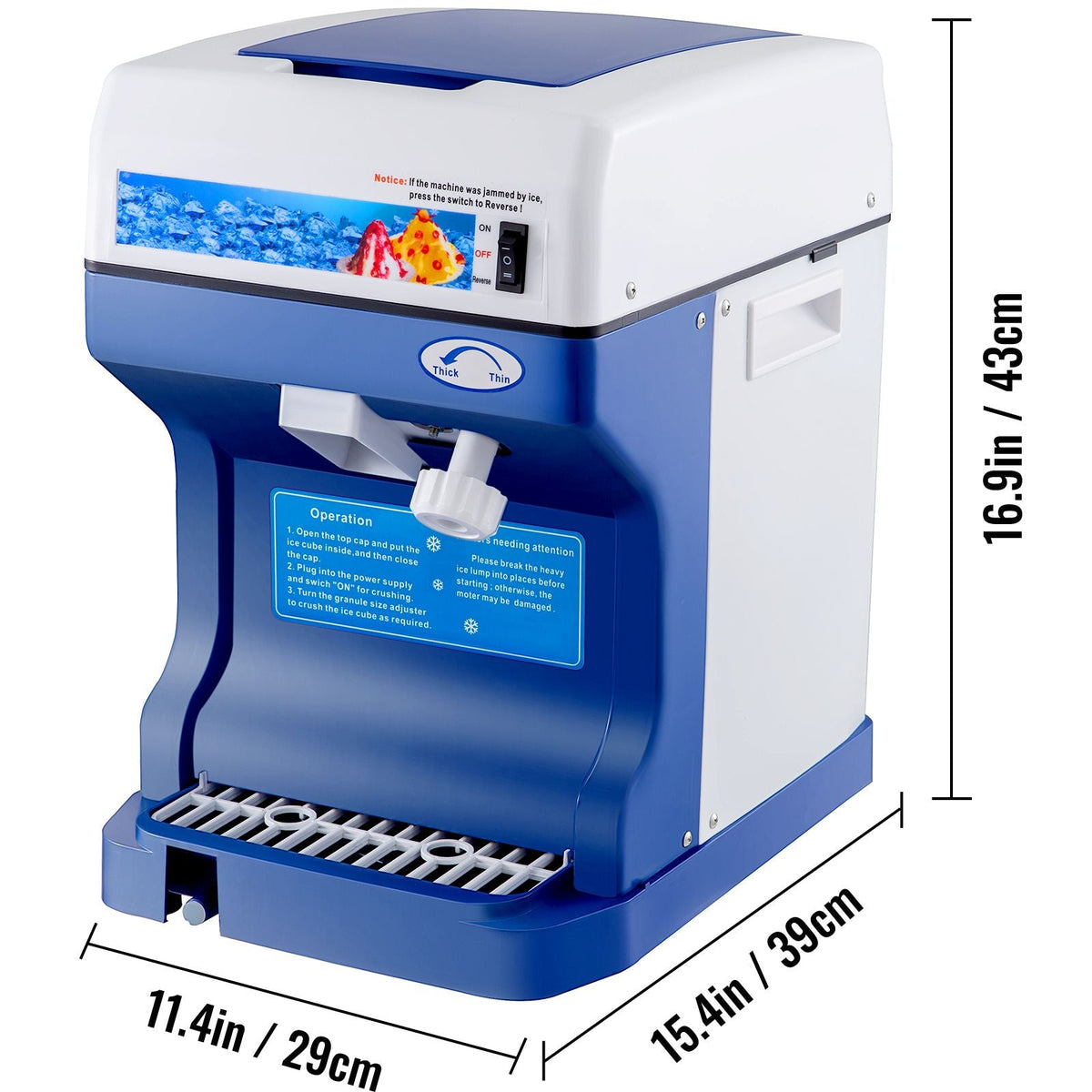 110V Electric Shaved Ice Machine 250W Snow Cone Maker Tabletop with Adjustable Ice Texture, Ice Shaving Machine 265LBs/hr for Home and Commerical Use