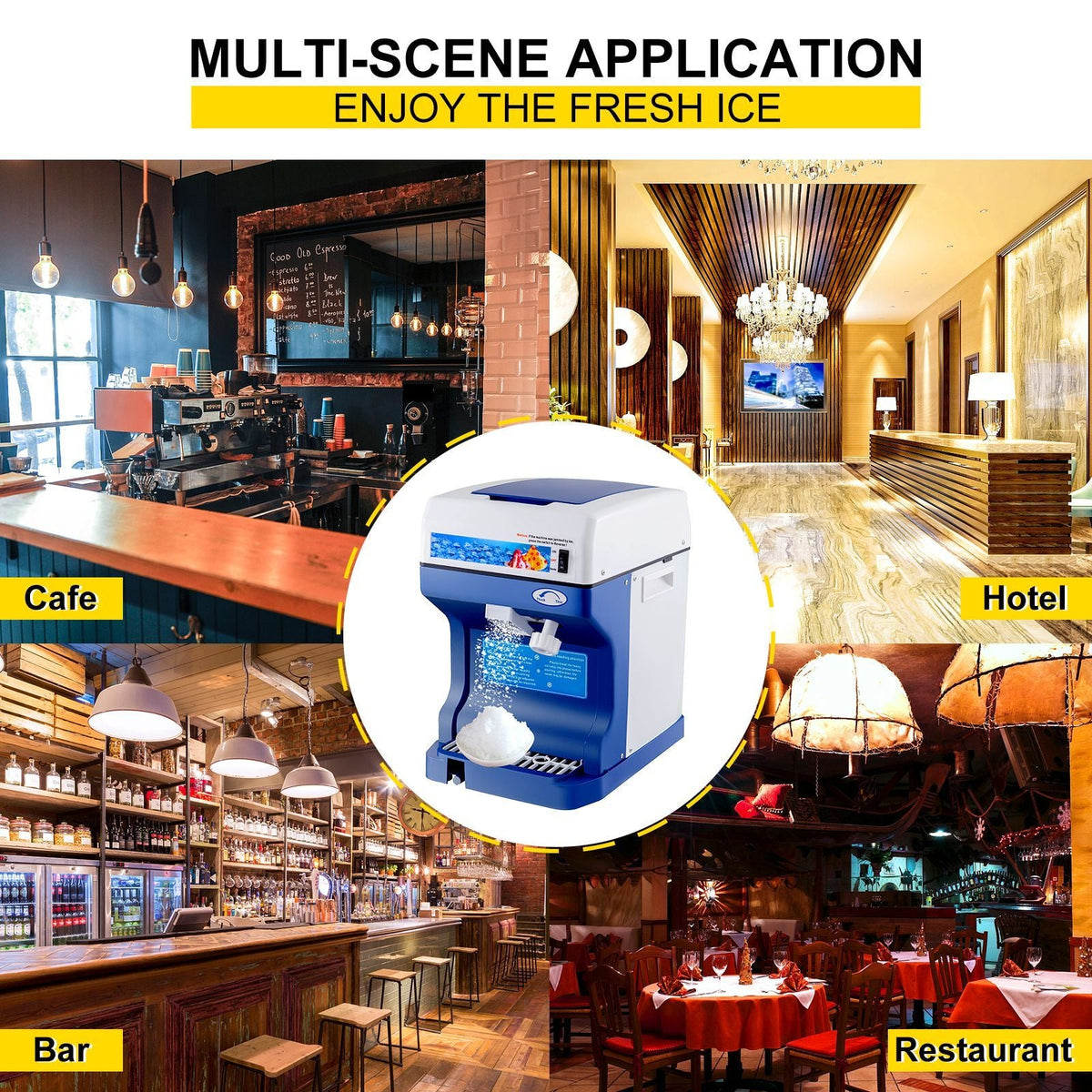 110V Electric Shaved Ice Machine 250W Snow Cone Maker Tabletop with Adjustable Ice Texture, Ice Shaving Machine 265LBs/hr for Home and Commerical Use