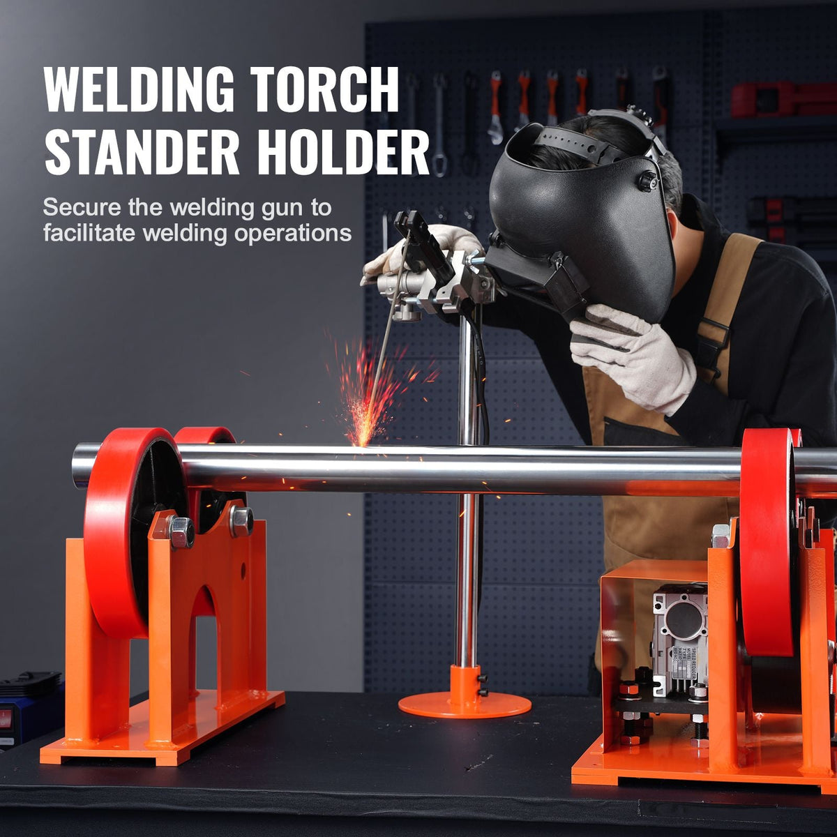 110V Turning Rolls Linkage Roller, 1000KG/2205LBS Loading Welding Turning Roll, 25-1400mm Diameter, 80-1600 mm/min Rotary Welding Positioner & Welding Torch Stand for Welding Equipment Support