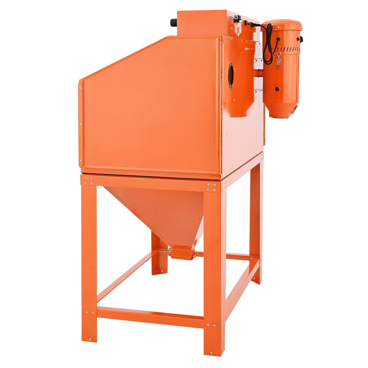 115 Gallon Sandblasting Cabinet, Heavy Duty Steel Sand Blasting Cabinet with 31-Gallon Media Hopper, Dual Blasting Guns & 1.6HP Dust Collector for Oversized Parts Surface Finishing, Rust Removal