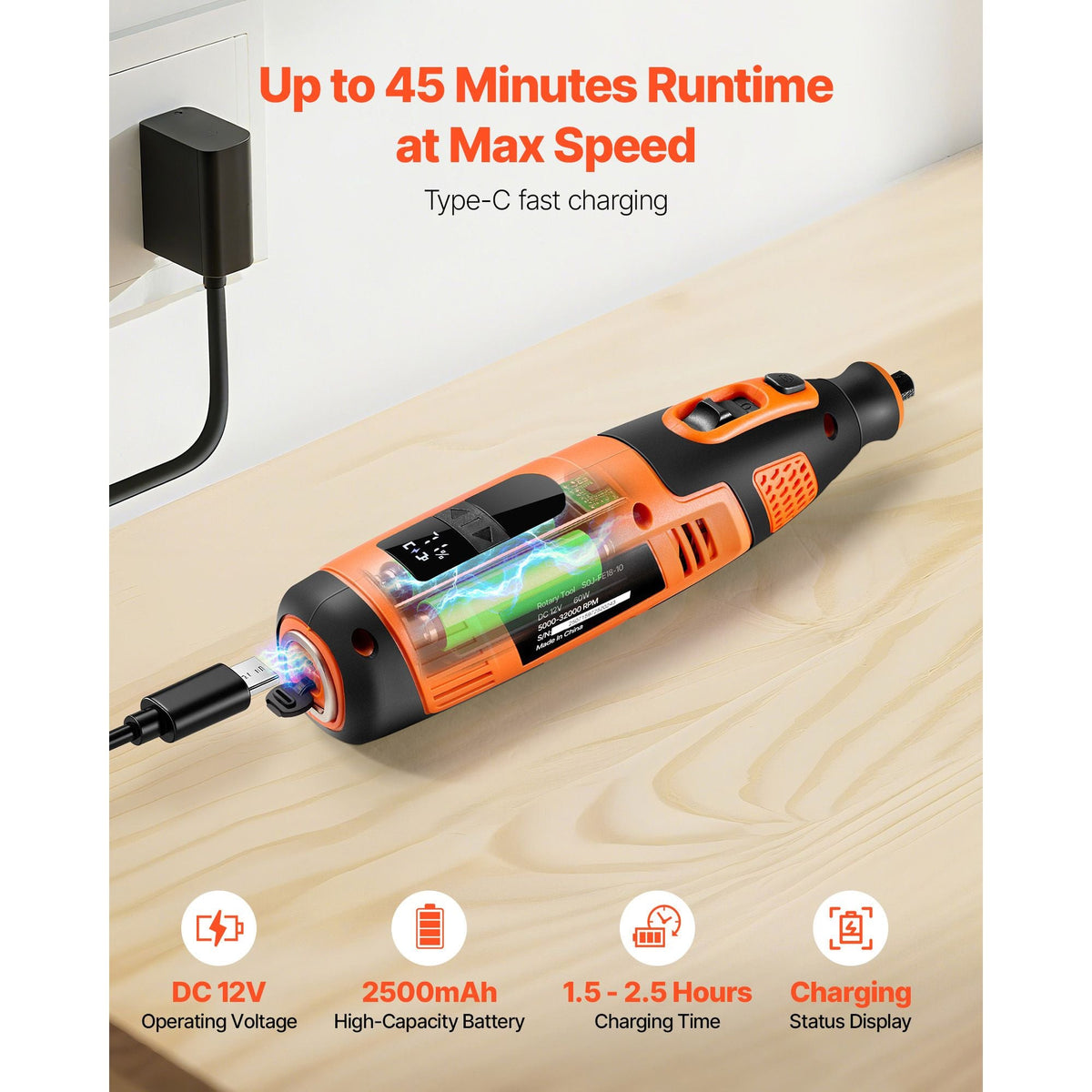 119-Piece Cordless Rotary Tool Kit, DC12V Portable Mini Power Rotary Tool, 28-Level Speed 5000-32000 RPM Multi-Purpose DIY Tools for Engraving, Sanding, Polishing, Carving, Cutting, DIY Crafts