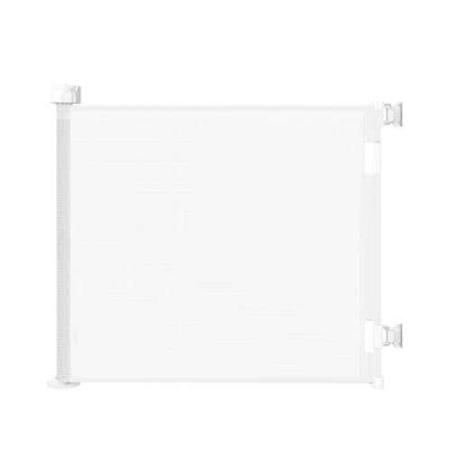 Retractable Baby Gate for Stairs & Doorways, 55" Wide x 33.6" Tall Easy Installation Mesh Dog Gate for Indoor & Outdoor Use,Pet and Dog Safety Gate for Hallways(White)
