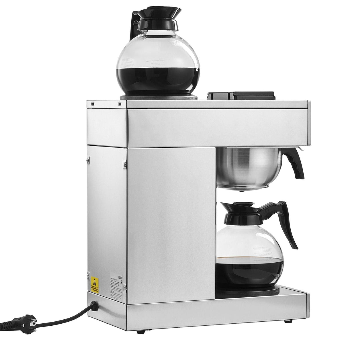12 Cups Commercial Drip Coffee Maker, Coffee Maker Machine with 2 Glass Carafes and 2 Warmer Plates, Stainless Steel Pour Over Coffee Brewer for Restaurant, Office, Cafe