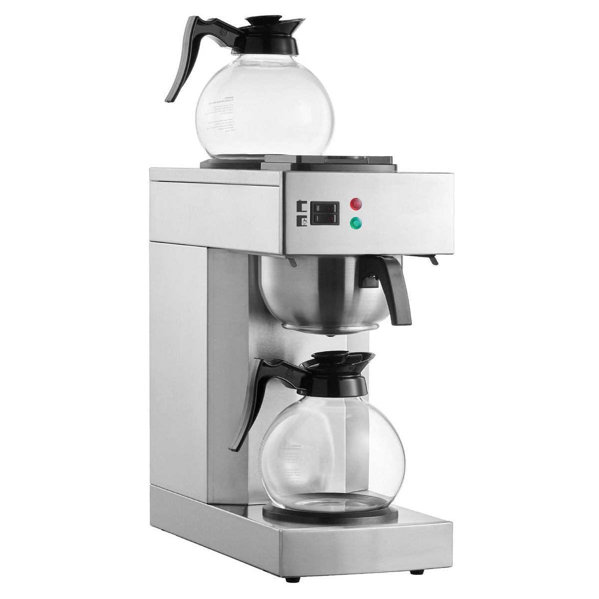 12 Cups Commercial Drip Coffee Maker, Coffee Maker Machine with 2 Glass Carafes and 2 Warmer Plates, Stainless Steel Pour Over Coffee Brewer for Restaurant, Office, Cafe