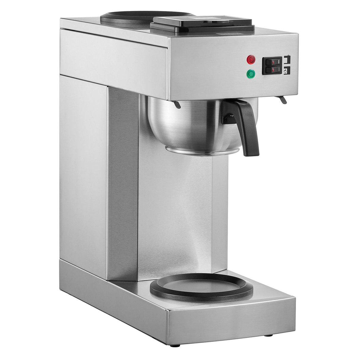 12 Cups Commercial Drip Coffee Maker, Coffee Maker Machine with 2 Glass Carafes and 2 Warmer Plates, Stainless Steel Pour Over Coffee Brewer for Restaurant, Office, Cafe