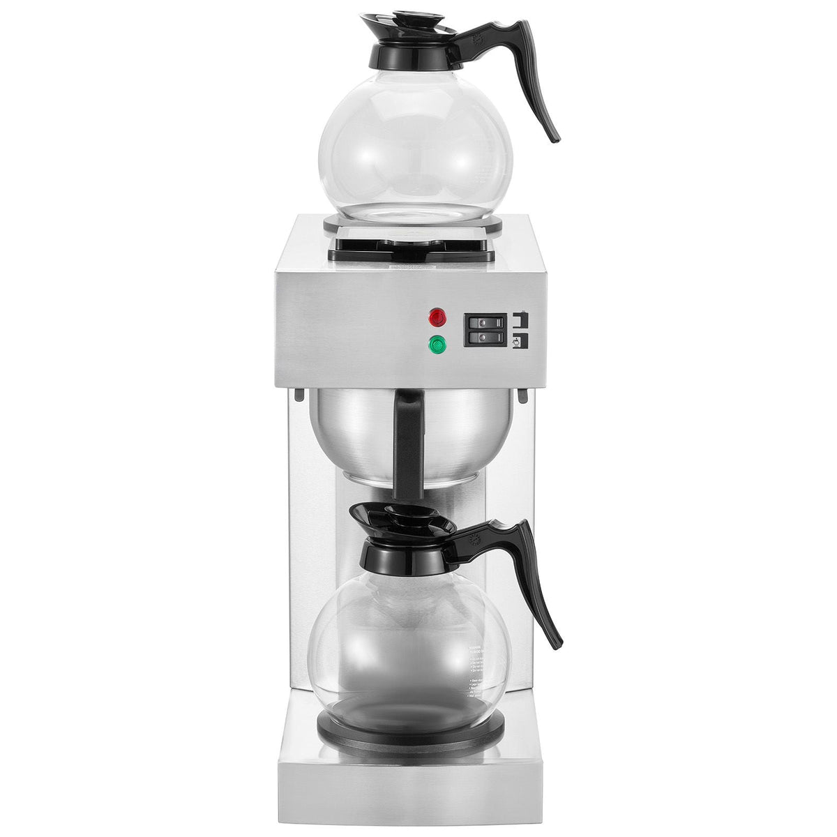 12 Cups Commercial Drip Coffee Maker, Coffee Maker Machine with 2 Glass Carafes and 2 Warmer Plates, Stainless Steel Pour Over Coffee Brewer for Restaurant, Office, Cafe