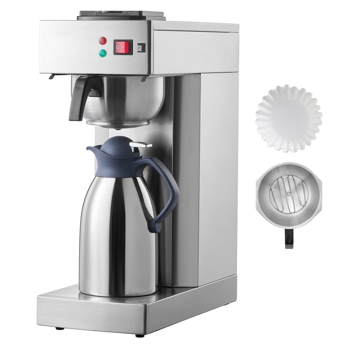 12 Cups Commercial Drip Coffee Maker, Coffee Maker Machine with Thermal Carafe to Keep Warm or Cold, Stainless Steel Pour Over Coffee Brewer for Restaurant, Office, Cafe