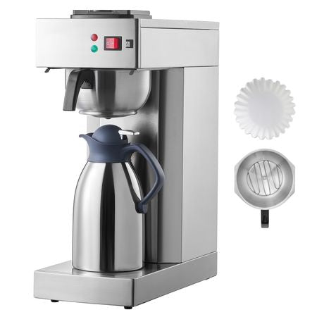 12 Cups Commercial Drip Coffee Maker, Coffee Maker Machine with Thermal Carafe to Keep Warm or Cold, Stainless Steel Pour Over Coffee Brewer for Restaurant, Office, Cafe