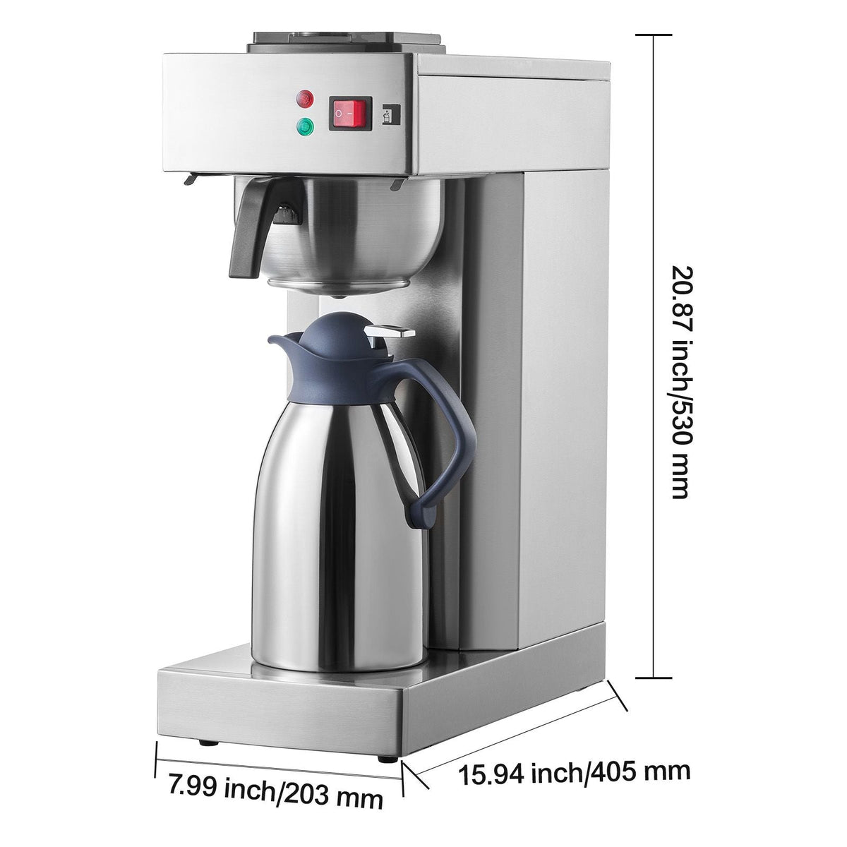 12 Cups Commercial Drip Coffee Maker, Coffee Maker Machine with Thermal Carafe to Keep Warm or Cold, Stainless Steel Pour Over Coffee Brewer for Restaurant, Office, Cafe