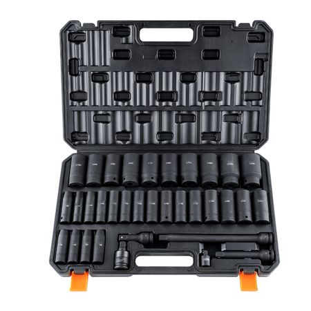 1/2" Drive Deep Impact Socket Set, 34pcs Socket Set Metric (8-36mm) 6 Point Cr-MO Alloy Steel for Auto Repair, Rugged Construction, Includes Heavy Duty Storage Case