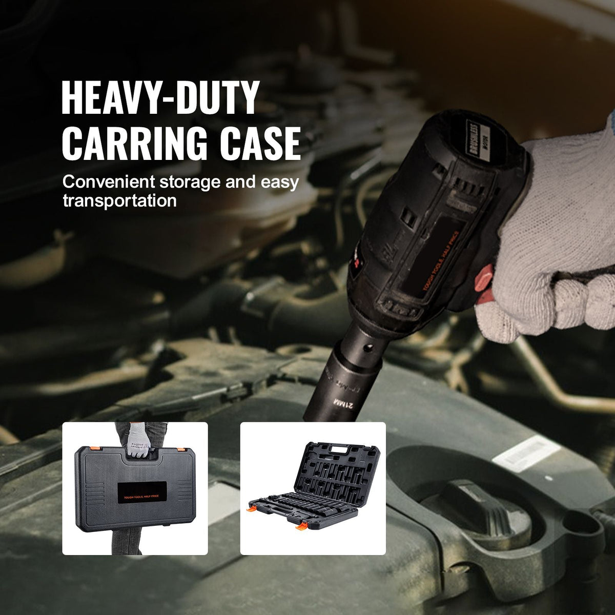 1/2" Drive Impact Socket Set, 33 Piece Socket Set SAE 3/8"-1" and Metric 10-24mm, 6 Point Cr-V Alloy Steel for Auto Repair, Easy-to-Read Size Markings, Rugged Construction, Includes Storage Case