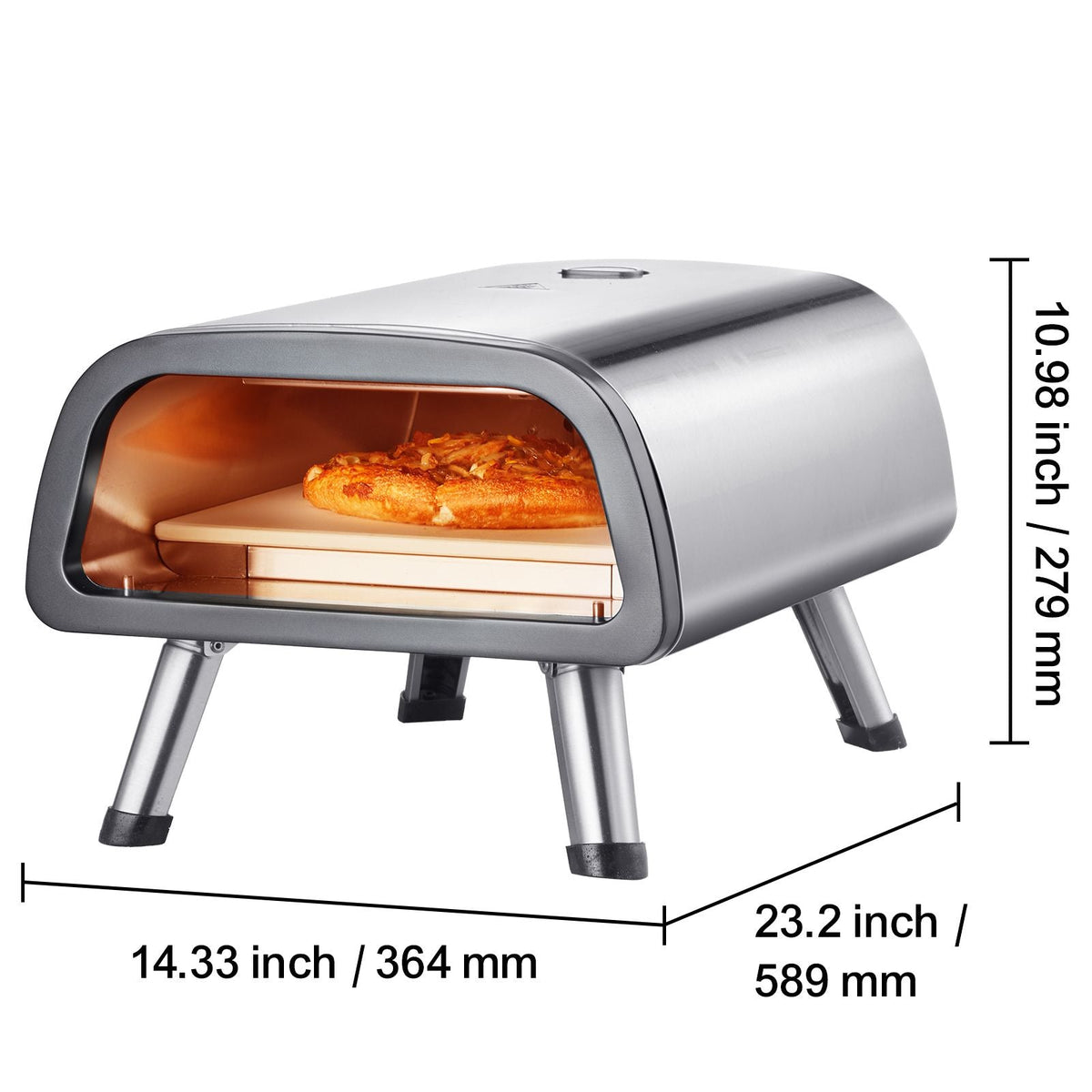 12" Electric Pizza Oven Countertop, Stainless Steel Pizza Maker Machine with Pizza Stone and Spatula, Heats up to 850 Fahrenheit , Multipurpose Indoor & Outdoor Pizza Cooker