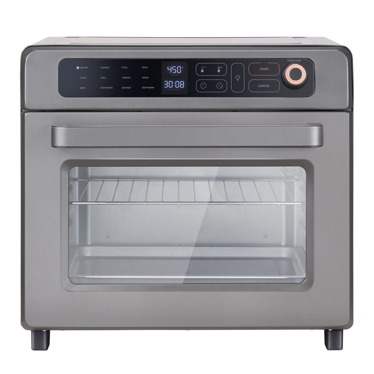 12-IN-1 Air Fryer Toaster Oven, 25L Convection Oven, 1700W Stainless Steel Toaster Ovens Countertop Combo with Grill, Pizza Pan, Gloves, 12 Slices Toast, 12-inch Pizza, Home and Commercial Use