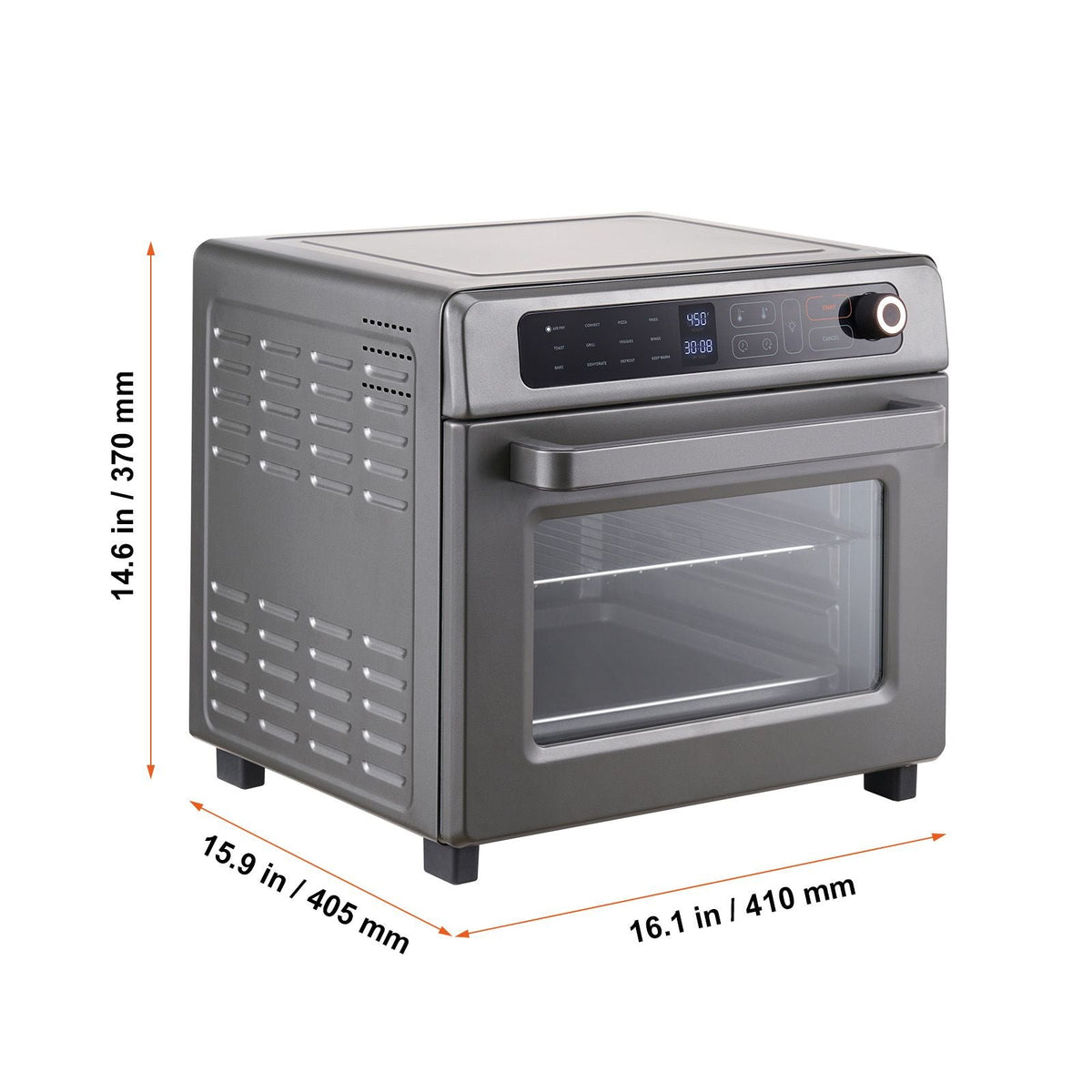 12-IN-1 Air Fryer Toaster Oven, 25L Convection Oven, 1700W Stainless Steel Toaster Ovens Countertop Combo with Grill, Pizza Pan, Gloves, 12 Slices Toast, 12-inch Pizza, Home and Commercial Use