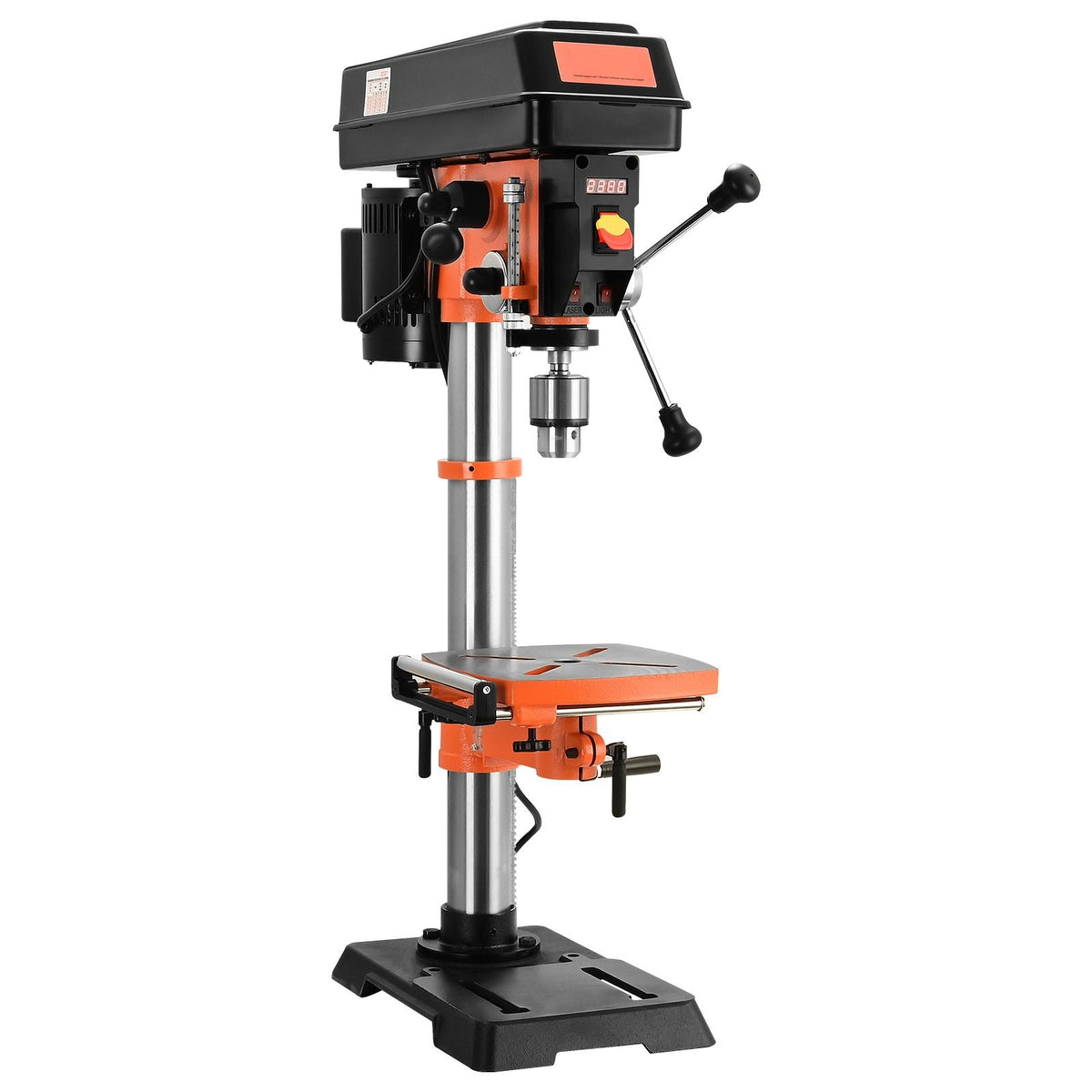12 in Benchtop Drill Press, 5 Amp 120V, Variable Speed Cast Iron Bench Drill Press, 12 in Swing Distance 0-45° Tiltling Worktable with Laser Work Light, Tabletop Drilling Machine for Wood Metal