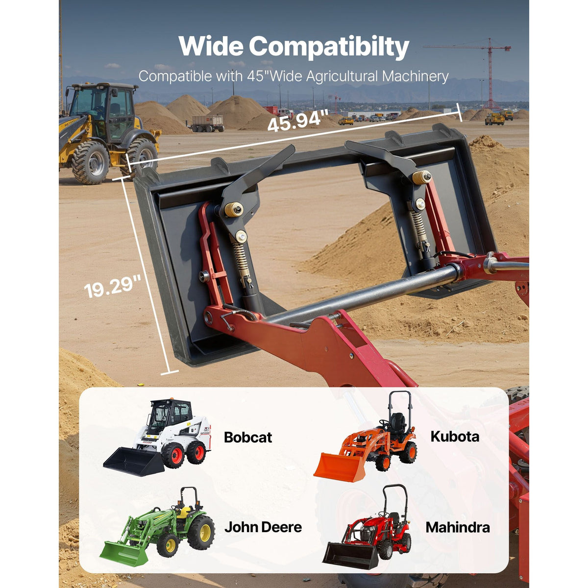 1/2 in Skid Steer Mount Plate, Universal Quick Attach Mount Plate, Cut Out Design, Easy to Bolt, 6000lbs Capacity, Heavy Duty Loader Plates Compatible with Kubota Bobcat Skid Steers & Tractors
