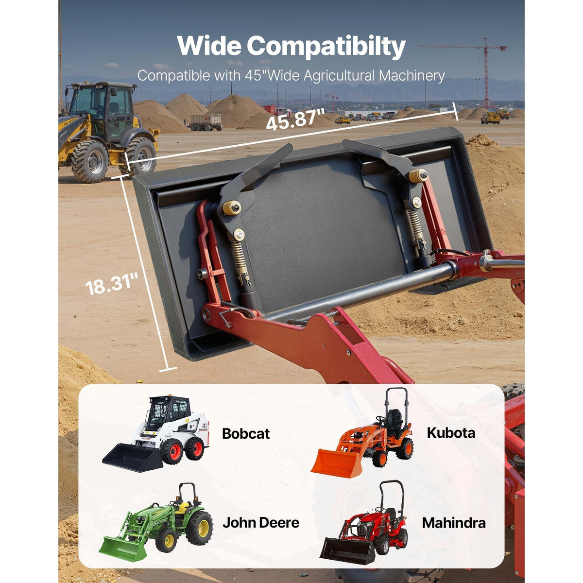 1/2 in Skid Steer Mount Plate, Universal Quick Attach Mount Plate, Easy to Bolt, 9000lbs Load Capacity, Heavy Duty Steel Loader Plates Compatible with Kubota Bobcat Skid Steers & Tractors