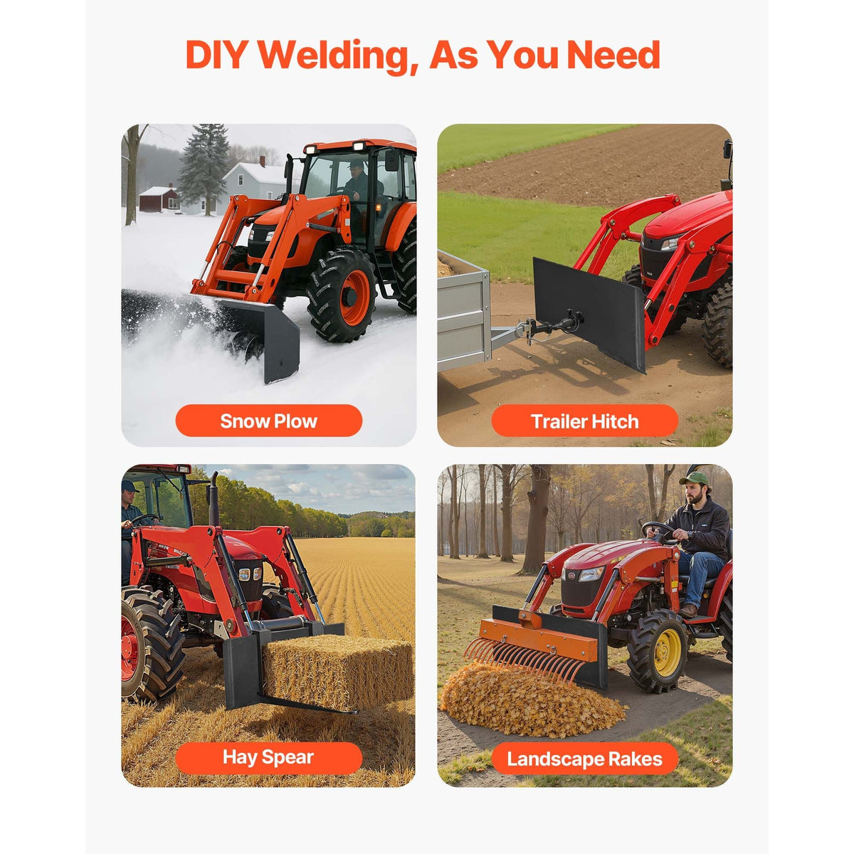 1/2 in Skid Steer Mount Plate, Universal Quick Attach Mount Plate, Easy to Bolt, 9000lbs Load Capacity, Heavy Duty Steel Loader Plates Compatible with Kubota Bobcat Skid Steers & Tractors