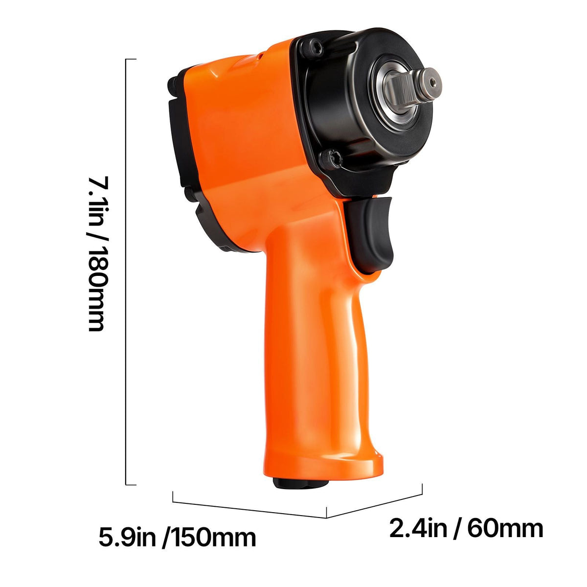 1/2-Inch Air Impact Wrench, Up to 738 ft-lbs Nut-busting Torque, Stubby Size & Lightweight Pneumatic Impact Gun for Auto Repairs and Maintenance