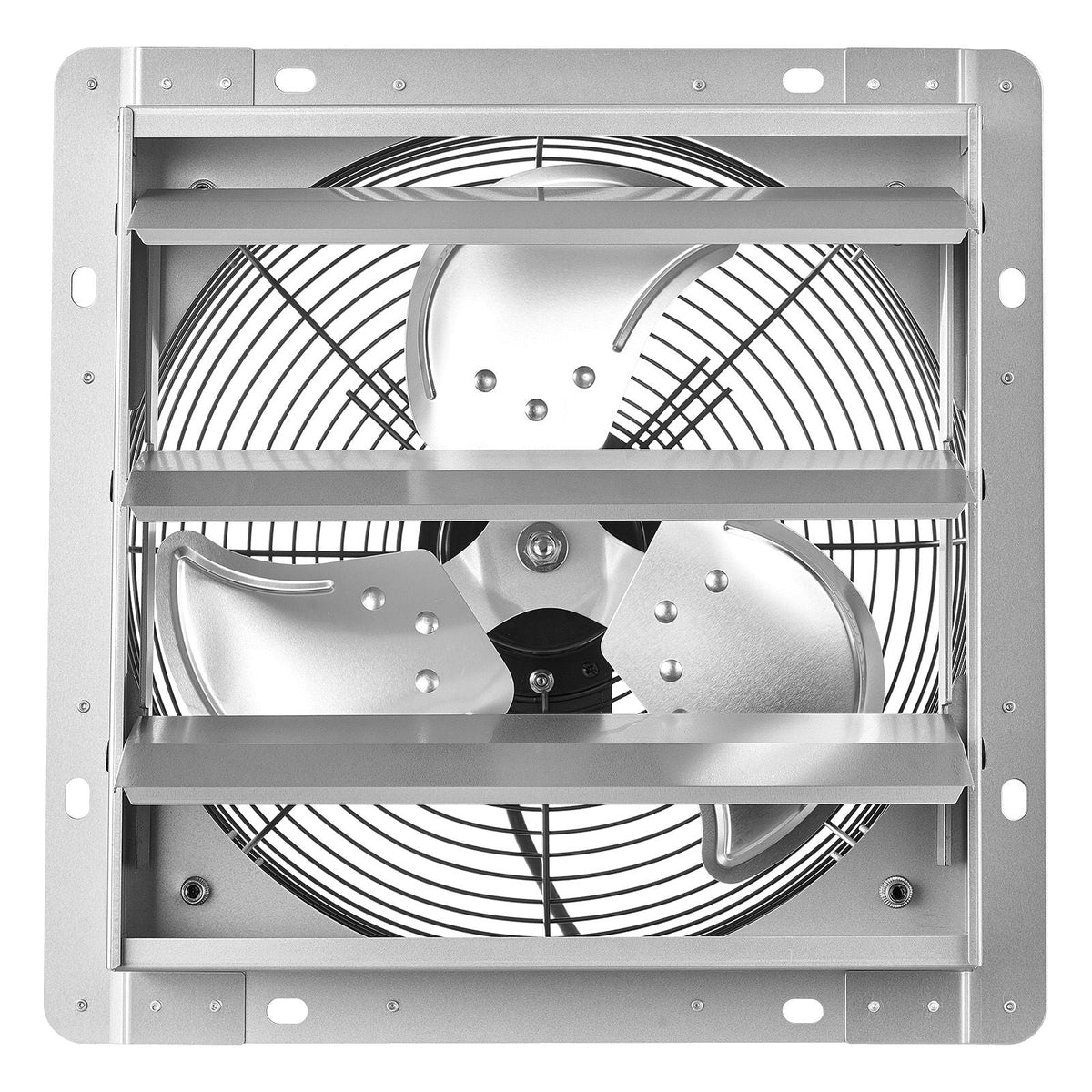 12 Inch Shutter Exhaust Fan Wall Mounted 1347 CFM Automatic Louvers, Sturdy Steel Housing, Low Noise, AC Motor, Ventilation and Cooling for Attic, Garage, Barn, Greenhouse, Workshop, Silver