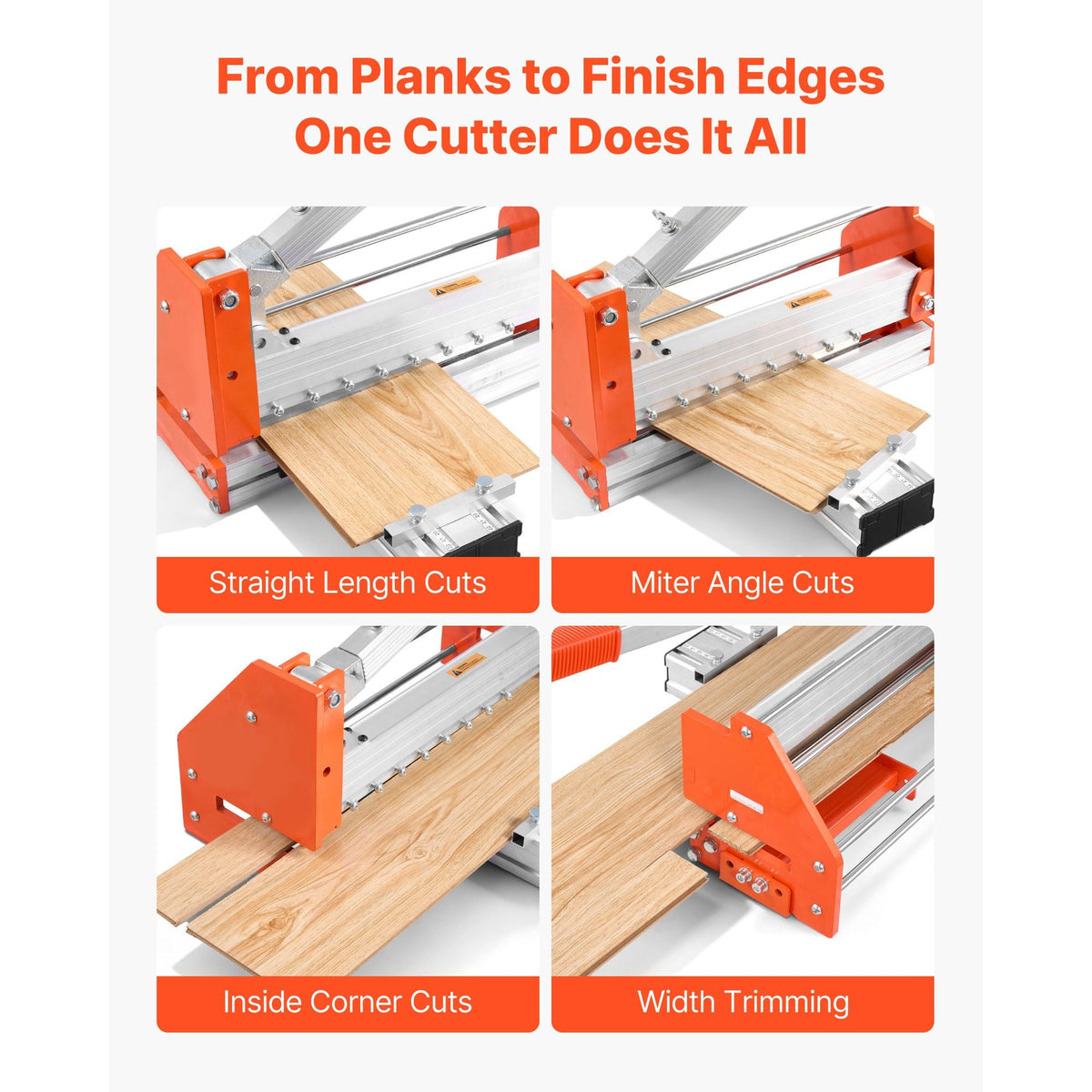 12 inch Vinyl Floor Cutter, 12mm Thick Laminate Flooring Cutter with Upgraded Labor-Saving Aluminum-Alloy Lever, Telescoping Support Plate, Cuts Certain Engineered Wood, LVT, VCT, SPC, LVP, WPC