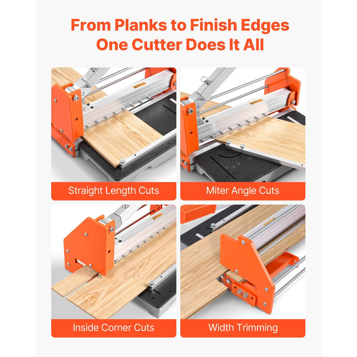 12 inch Vinyl Floor Cutter, 16mm Thick Laminate Flooring Cutter with Upgraded Labor-Saving Aluminum-Alloy Lever, Telescoping Support Plate, Cuts Engineered Wood, LVT, VCT, SPC, LVP, WPC