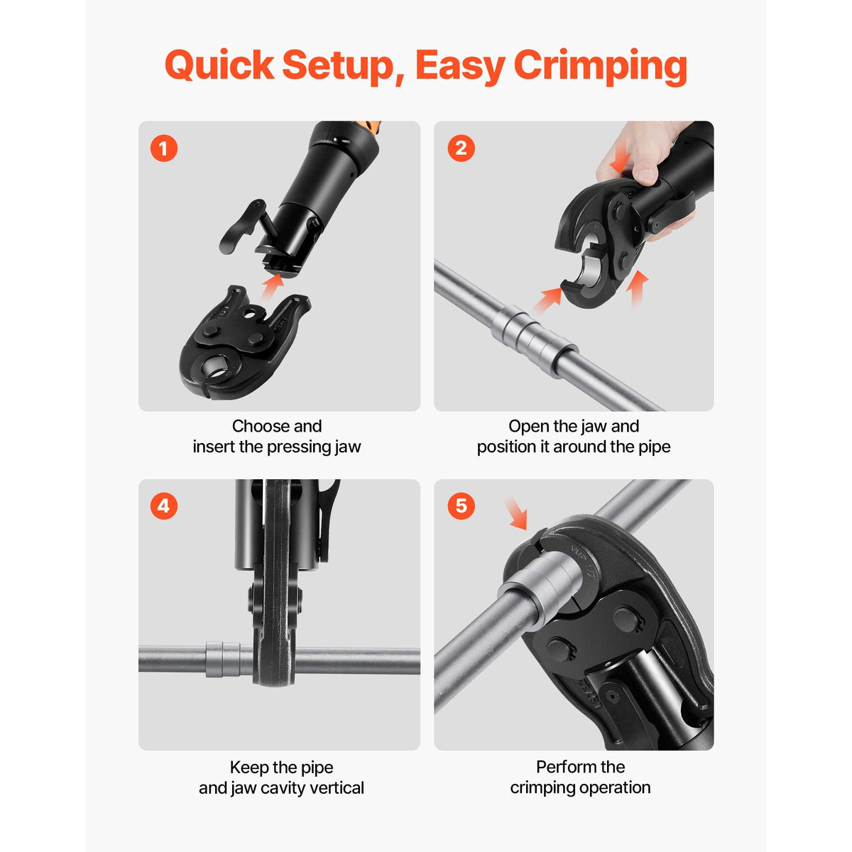 1/2" MegaPress Jaw for Compact Series Press Tools, 52 HRC Hardened Steel Pressing Jaw - Compatible with 24KN Press Tools for Carbon Steel Pipes Connections