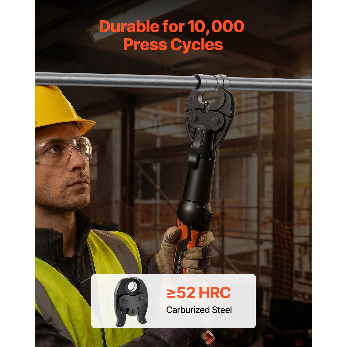 1/2" MegaPress Jaw for Compact Series Press Tools, 52 HRC Hardened Steel Pressing Jaw - Compatible with 24KN Press Tools for Carbon Steel Pipes Connections