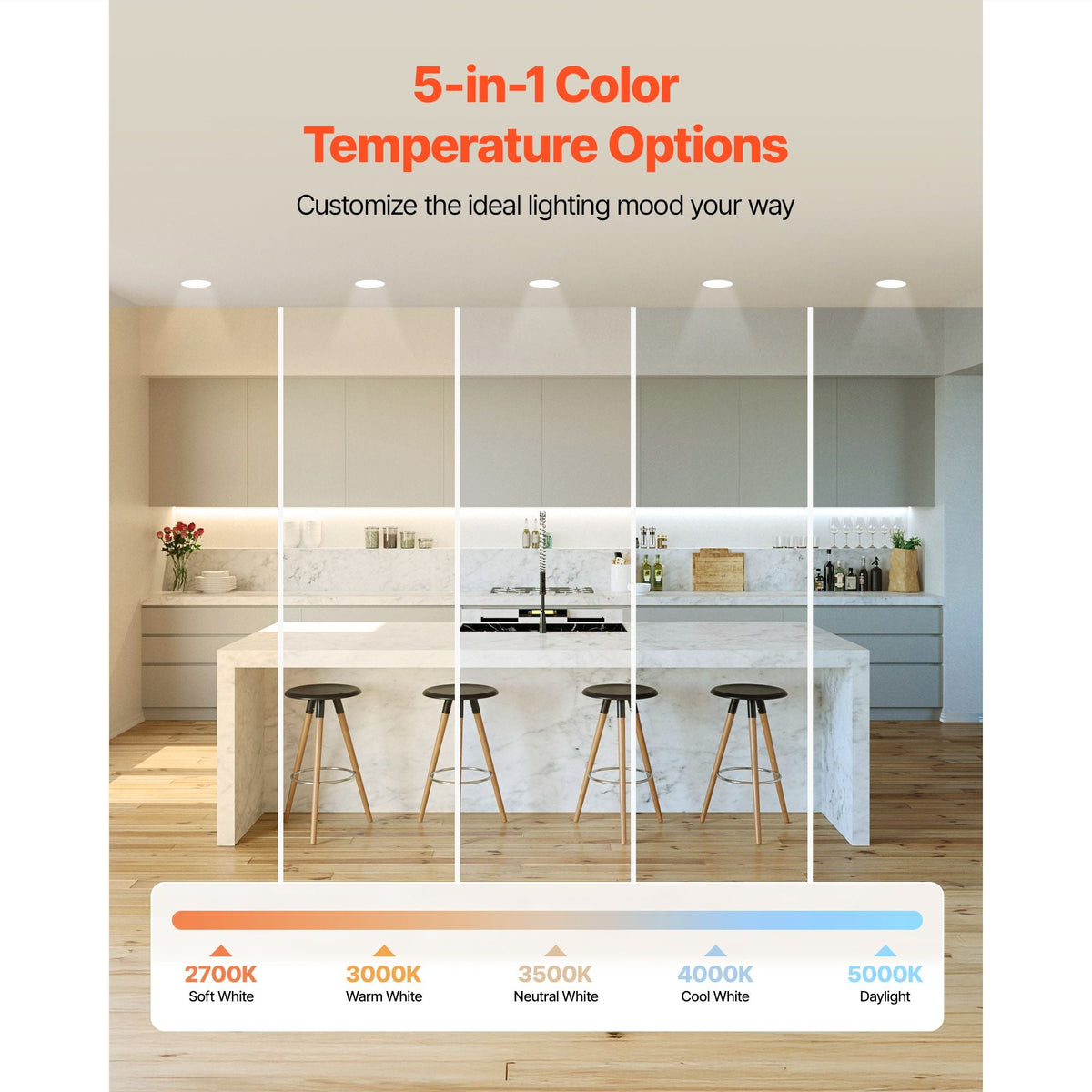 12 Pack 4 Inch LED Recessed Ceiling Light, 5CCT, Ultra-Thin Canless Wafer Downlight with Junction Box, 2700K/3000K/3500K/4000K/5000K Selectable, 800 LM High Brightness 9W 120V, for Home Lighting