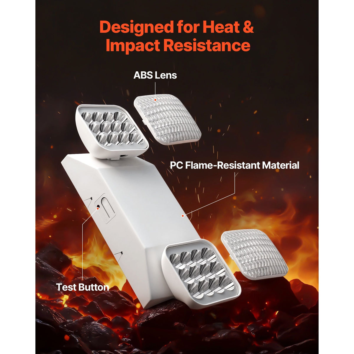 12 Pack Emergency Lights for Business, with Battery Backup, Commercial LED Emergency Exit Lighting Fixtures, AC 120/277V, with Two Square Head Adjustable, 90-Minute Backup, for Business, White