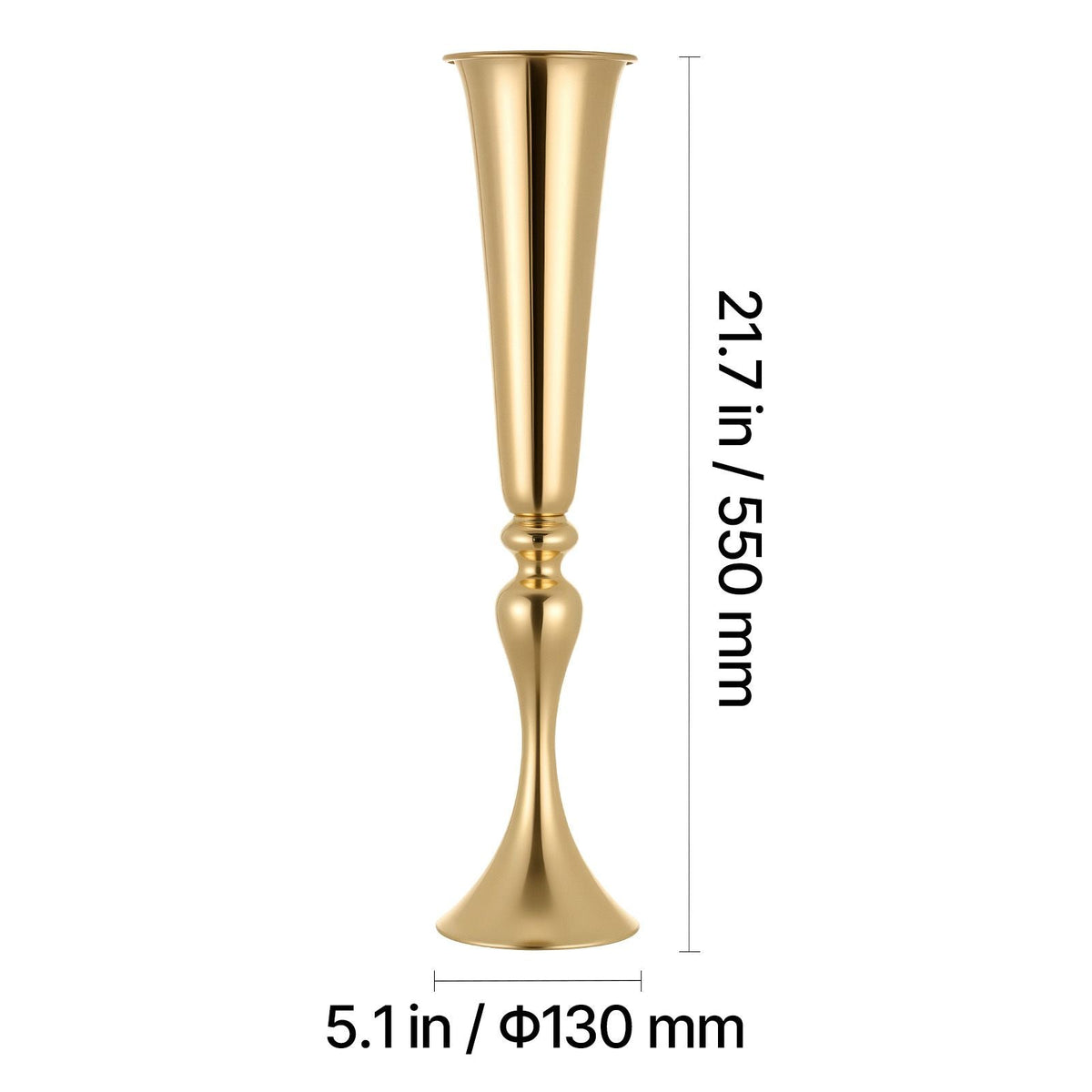 12 PCS Wedding Flower Vase, 21.7 in Tall Trumpet Flower Table Centerpieces, Banquet Vases Easy Installation, Electroplated Versatile Arrangement Stand for Party Events Home Decor Reception, Gold