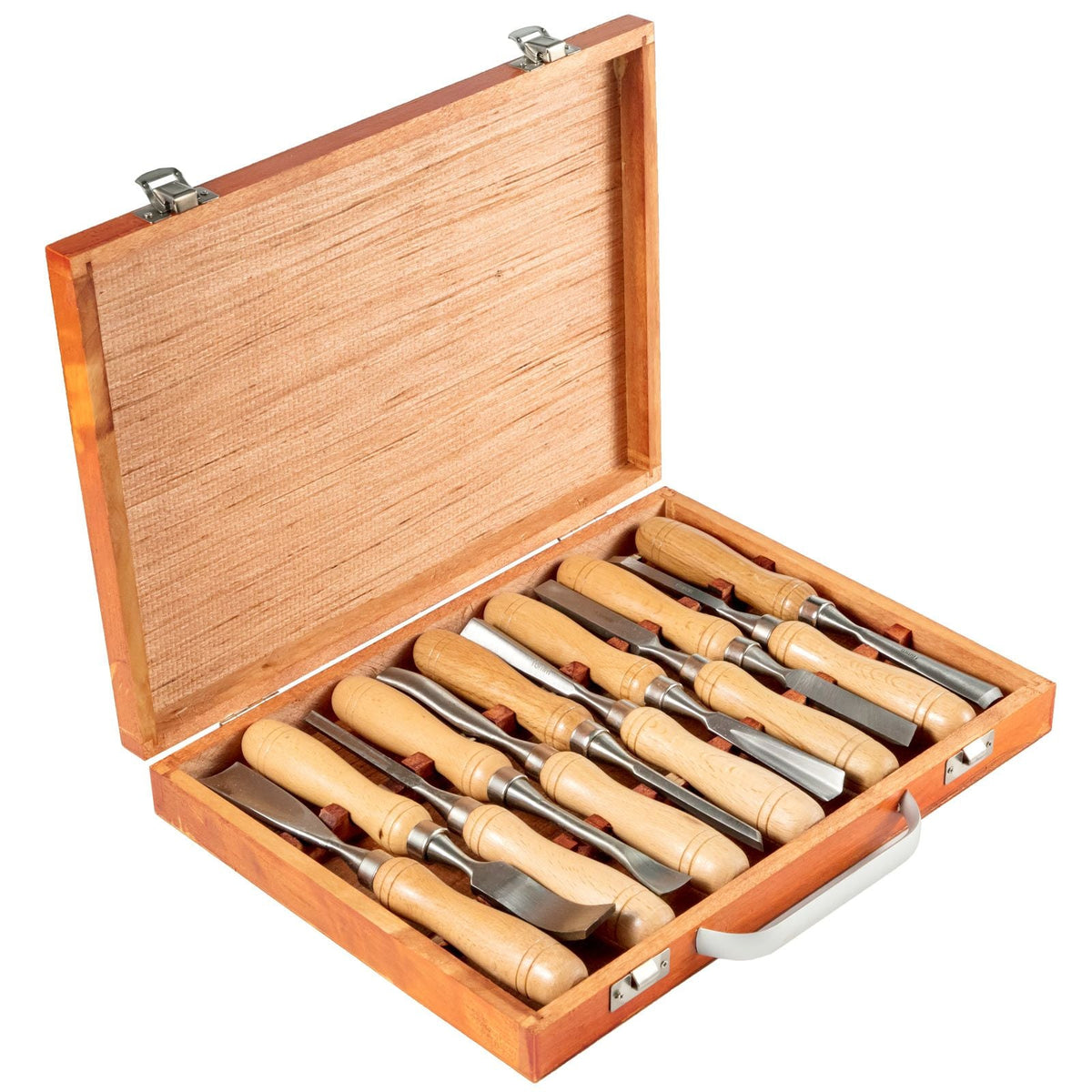 12-Piece Wood Lathe Chisel Set, 3.75" Blade, Woodworking & Carving Tools with Wooden Case for Furniture & Root Crafting