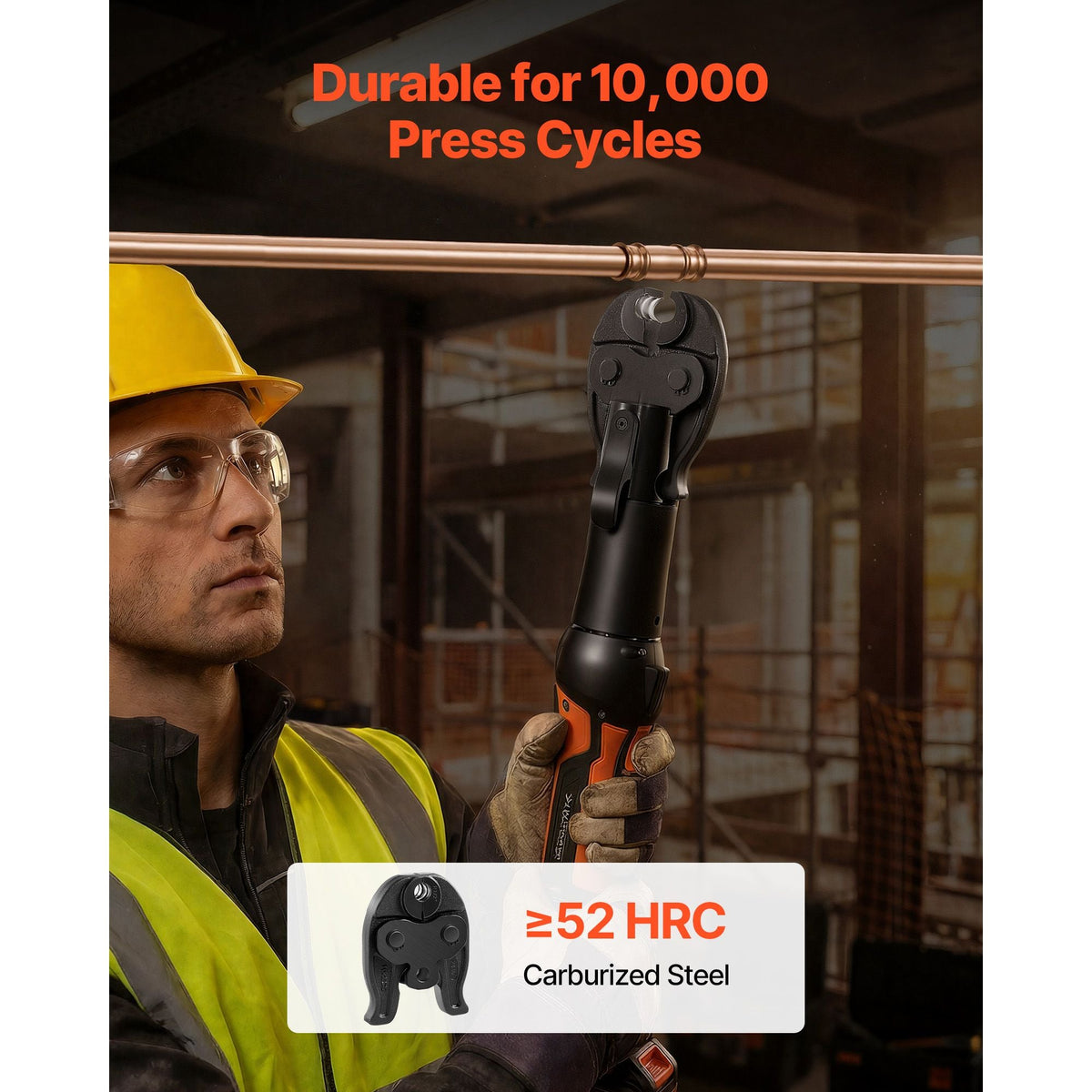1/2" Press Jaw for Compact Series Press Tools, 52 HRC Hardened Steel Pressing Jaw for High Pressure HVAC/R Applications - Compatible with 24KN Press Tools for RLS Copper Pipes Connections
