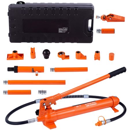 12 Ton Porta Power Kit, Hydraulic Ram with Pump with 4.6 ft/1.4 m Oil Hose, Portable Hydraulic Jack with Storage Case for Automotive, Garage, Farm, Mechanic (26455 LBS)