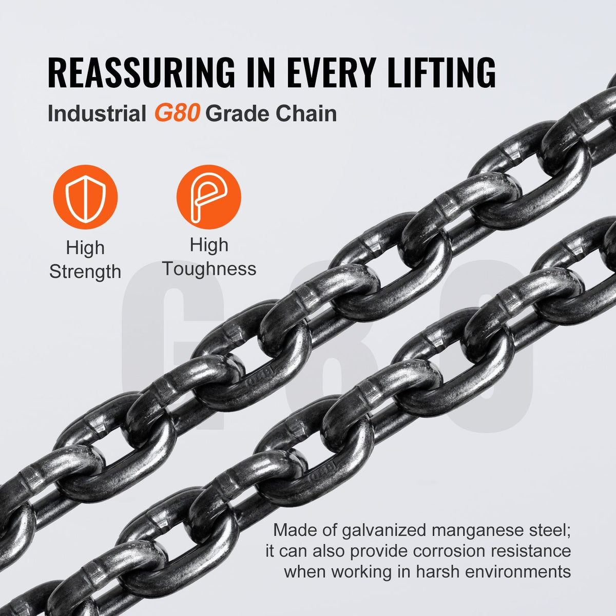 1/2 Ton/1100 LBS Hand Chain Hoist 10 FT Come Along, 1100 lbs Capacity G80 Galvanized Carbon Steel with Double-Pawl Brake, Auto Chain Leading & 360° Rotation Hook, for Garage Factory Dock