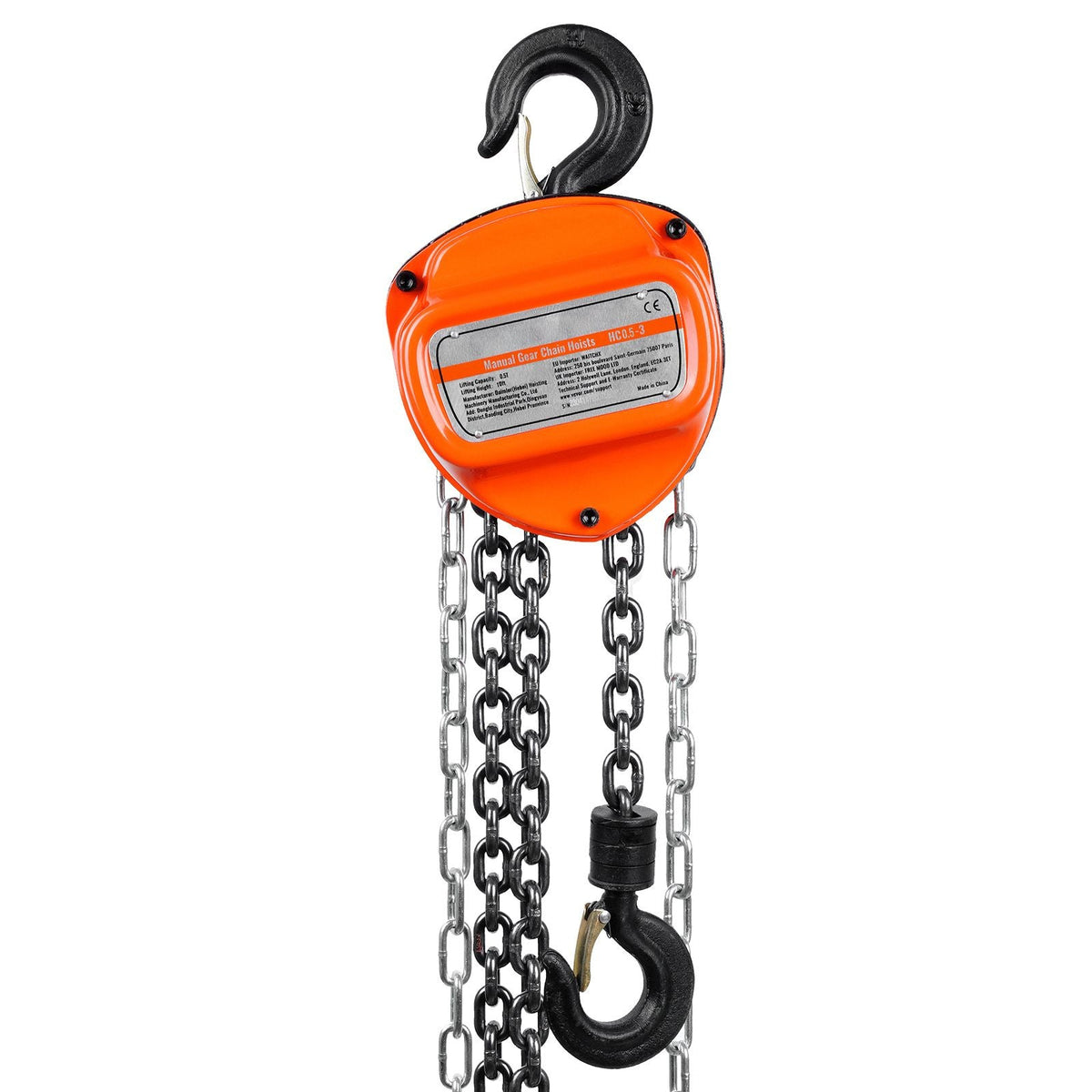 1/2 Ton/1100 LBS Hand Chain Hoist 10 FT Come Along, 1100 lbs Capacity G80 Galvanized Carbon Steel with Double-Pawl Brake, Auto Chain Leading & 360° Rotation Hook, for Garage Factory Dock
