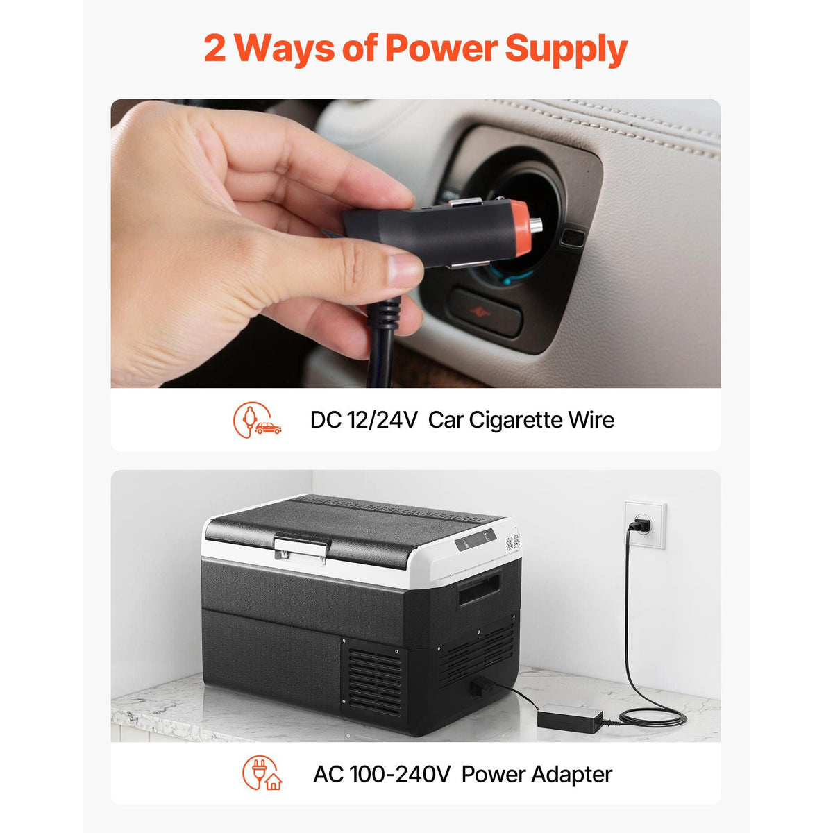 12 Volt Car Refrigerator, 42.3QT/40L Car Fridge, Portable Electric Cooler with -4-68 F Adjustable Temperature, 12/24V DC and 100- 240V AC Compressor Freezer for Outdoor, Camping, Travel, RV