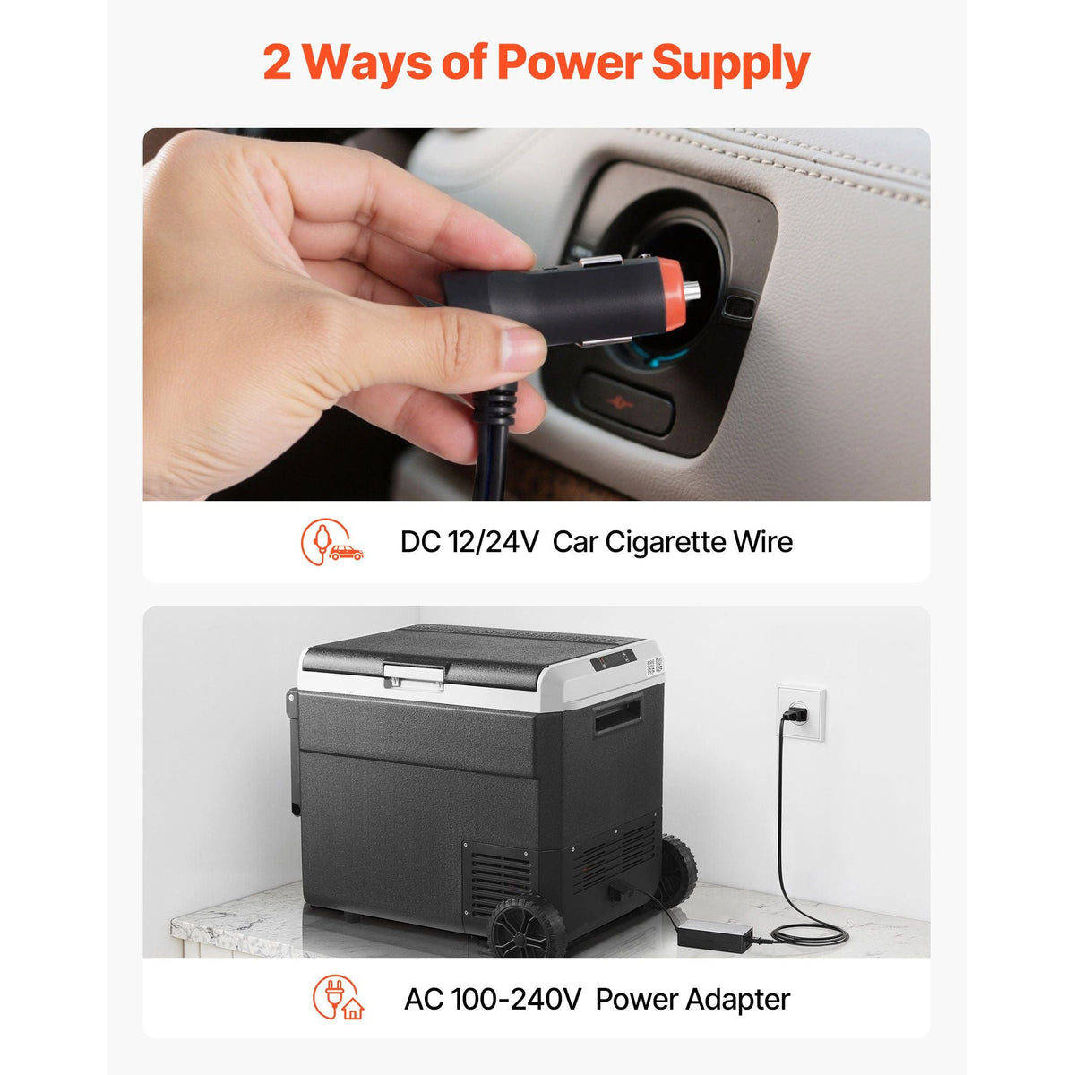 12 Volt Car Refrigerator, 63.4QT/60L Car Fridge, Portable Electric Cooler with Wheels and Handle, -4-68 Fahrenheit, 12/24V DC and 100- 240V AC Compressor Freezer for Outdoor, Camping