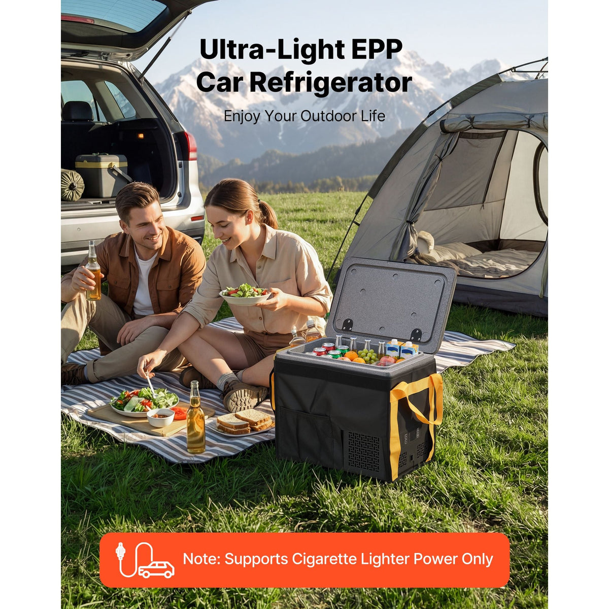12 Volt Refrigerator, 21.1 QT/ 20L Car Fridge, Portable Ultra-Light EPP Freezer, APP Control Electric Compressor, 12V/24V DC, 14 F to 50 F, for Truck Van RV SUV Boat Travel Camping