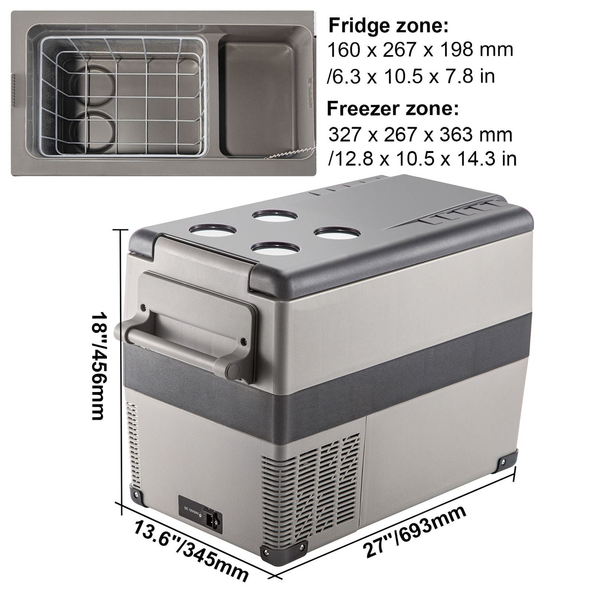 12 Volt Refrigerator, 48 Quart (45L) Fast Cooling Portable Freezer with App Control (-4~68Fahrenheit), Car Fridge with 12/24v DC & 110-240v AC for Travel, Truck, Camping and Home Use, Black