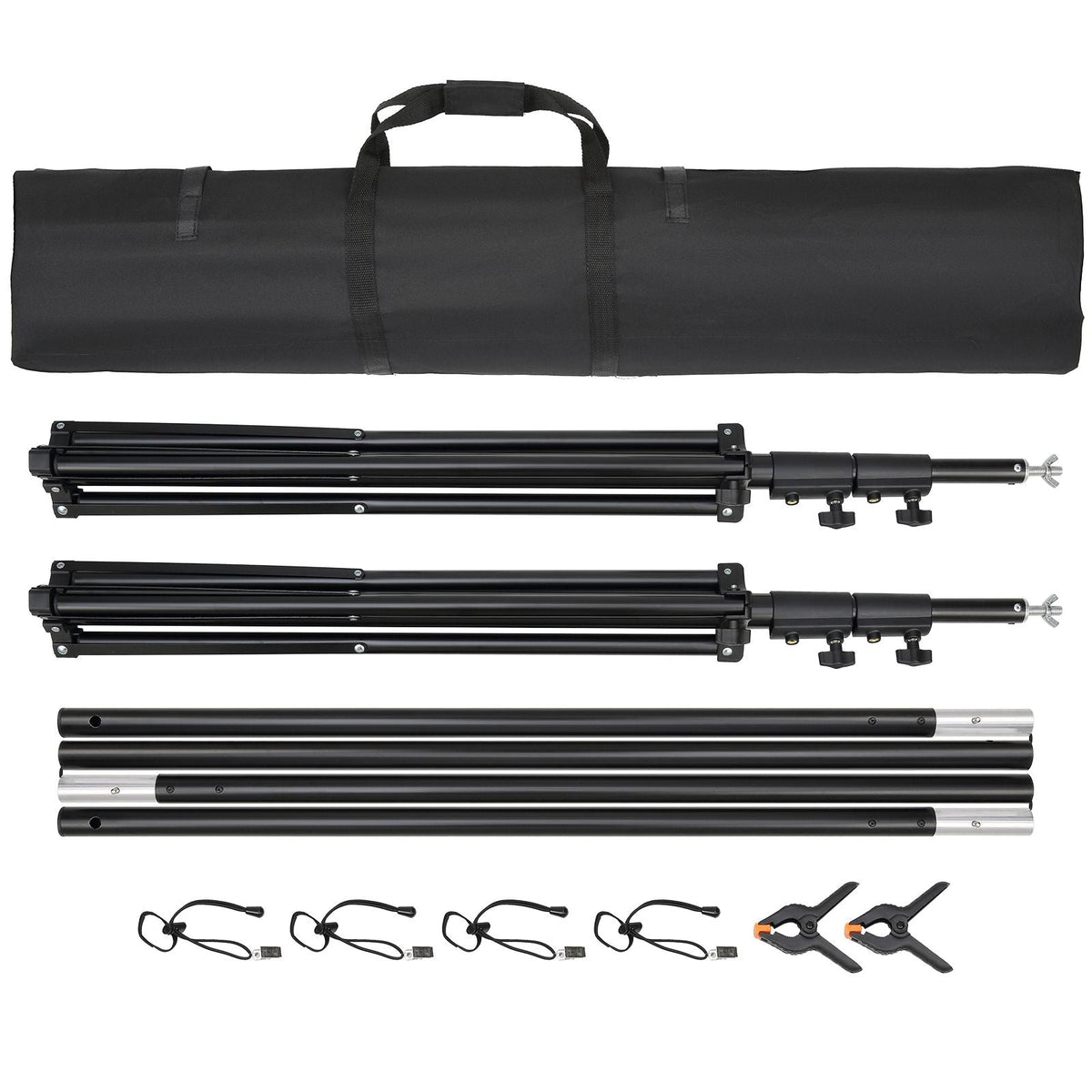 12 x 10 ft Heavy Duty Backdrop Stand, Height Adjustable Photography Backdrop Stand, Background Support System with 6 Clamps and A Carry Bag, for Party, Wedding, Display, Photo