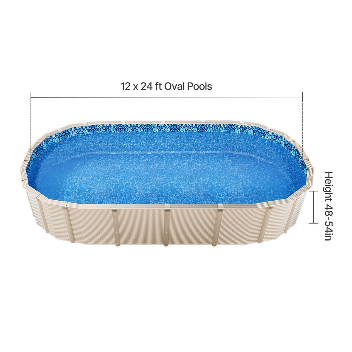12 x 24 ft Oval Pool Liner, Overlap Style Above Ground Pool Liners, 48-to-54inch Wall Height, Durable Pool Liner, Standard Gauge Vinyl, for Steel Sided Above-Ground Swimming Pools