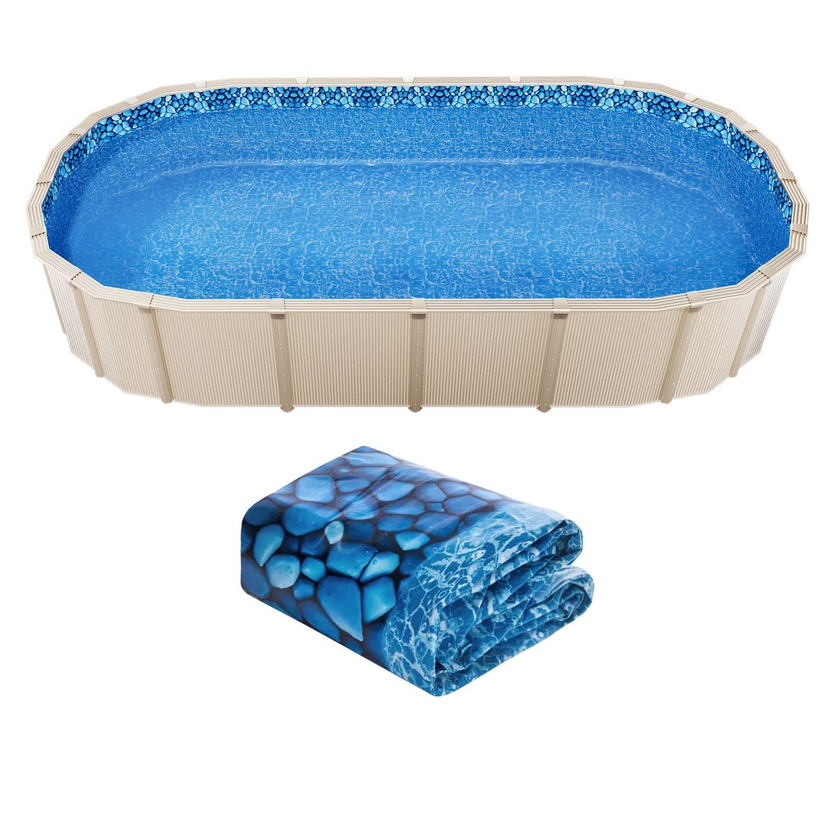 12 x 24 ft Oval Pool Liner, Overlap Style Above Ground Pool Liners, 48-to-54inch Wall Height, Durable Pool Liner, Standard Gauge Vinyl, for Steel Sided Above-Ground Swimming Pools
