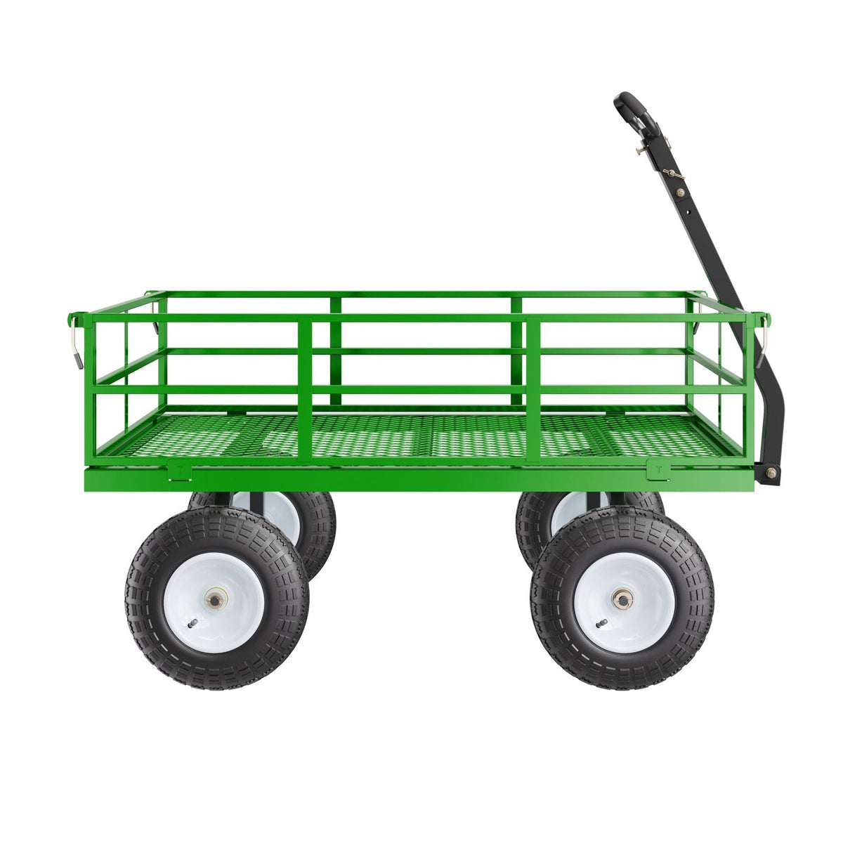 1200 Lbs Steel Garden Cart, Heavy Duty Pullable Garden Wagon Yard Cart, 2 in 1 Outdoor Metal Utility Wagon Yard Trailer with 13" All Terrain Tires, Mesh Removable Sides and 180°Rotating Handle