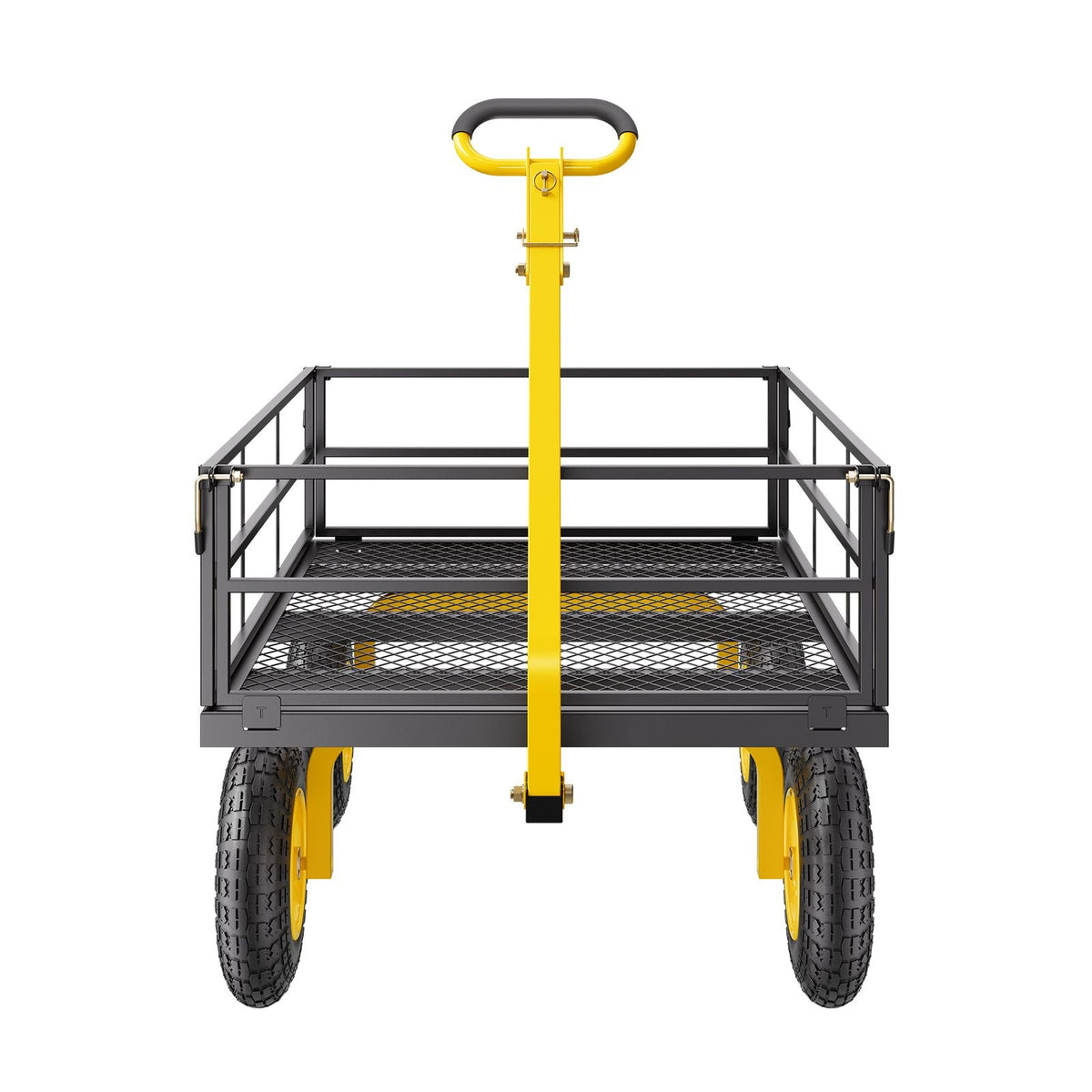 1200 Lbs Steel Garden Cart, Heavy Duty Pullable Garden Wagon Yard Cart, 2 in 1 Outdoor Metal Utility Wagon Yard Trailer with 13" All Terrain Tires, Mesh Removable Sides and 180°Rotating Handle