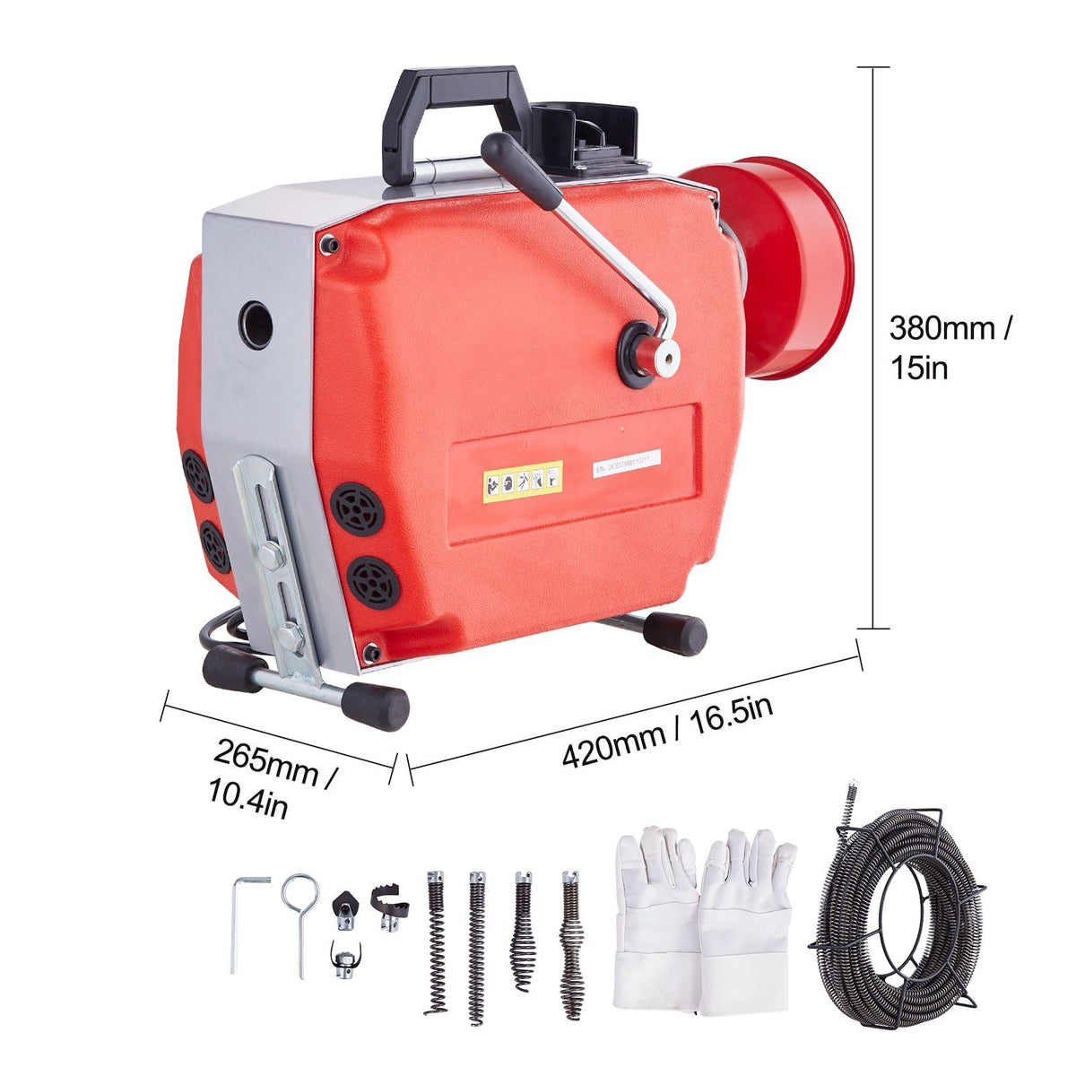 120FT x 7/8 Inch Drain Cleaner Machine, 420W Electric Sewer Snake Auger Manual Feed - with 6 Cutters, 2 Steel Cables (120' x 7/8" and 18' x 3/8") & CW/CCW Control for 1.9" to 6" Pipes