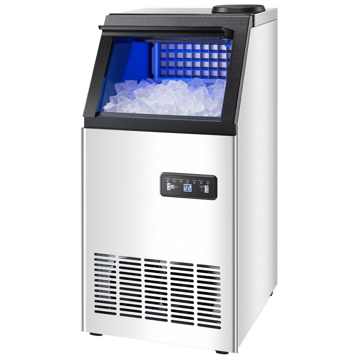 120lbs/24H Commercial Ice Maker, 36 Ice Cubes in 15 Minutes, Freestanding Ice Maker Machine with 28lbs Large Storage Capacity for Bar Office Restaurant, with LED Digital Display & Self-Cleaning